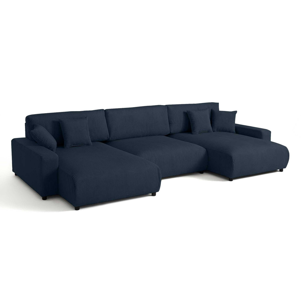 LISA DESIGN Pivoine - canapé panoramique en u - 7 places - convertible avec coffre - en velours côtelé