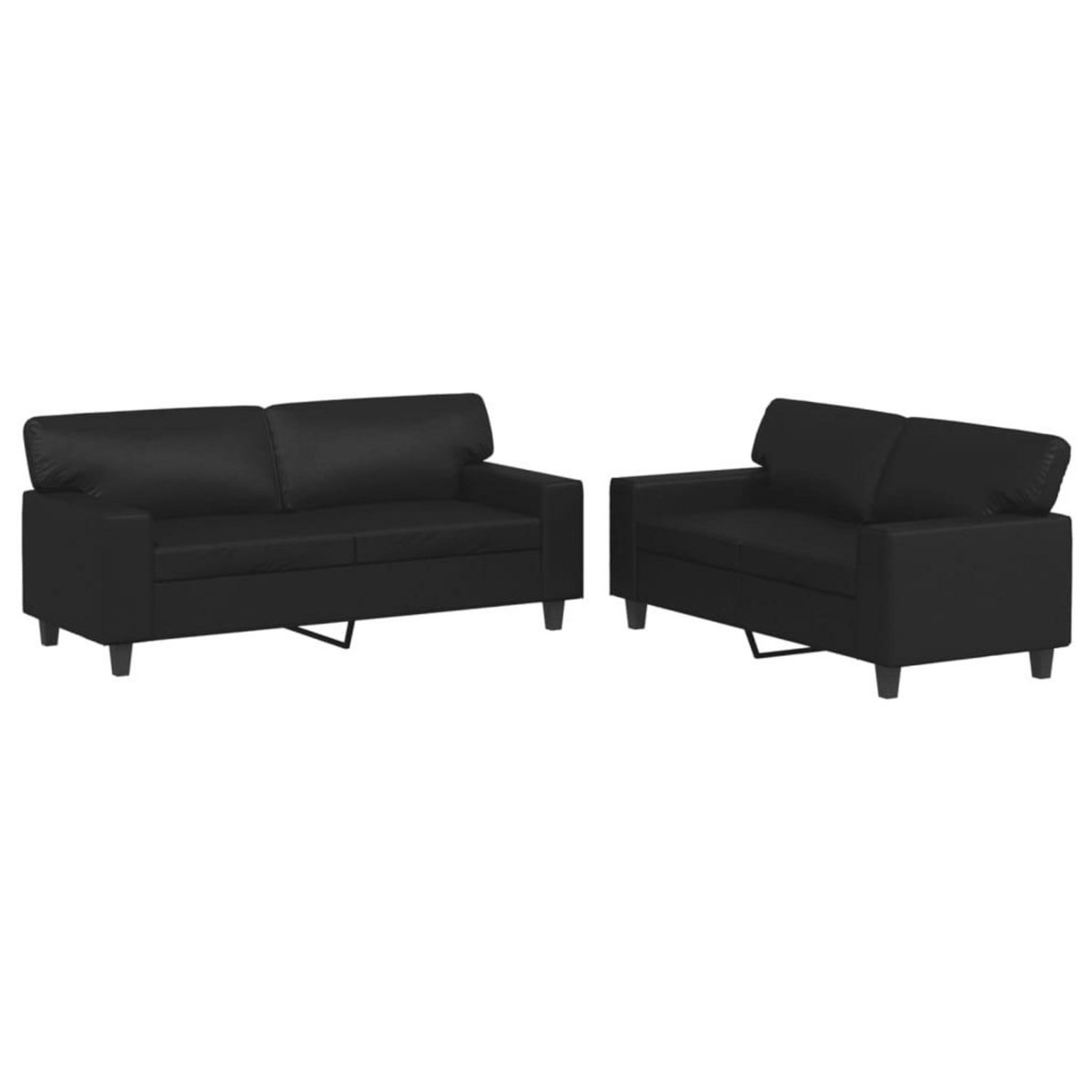 VIDAXL Ensemble de canapes 2 pcs noir similicuir