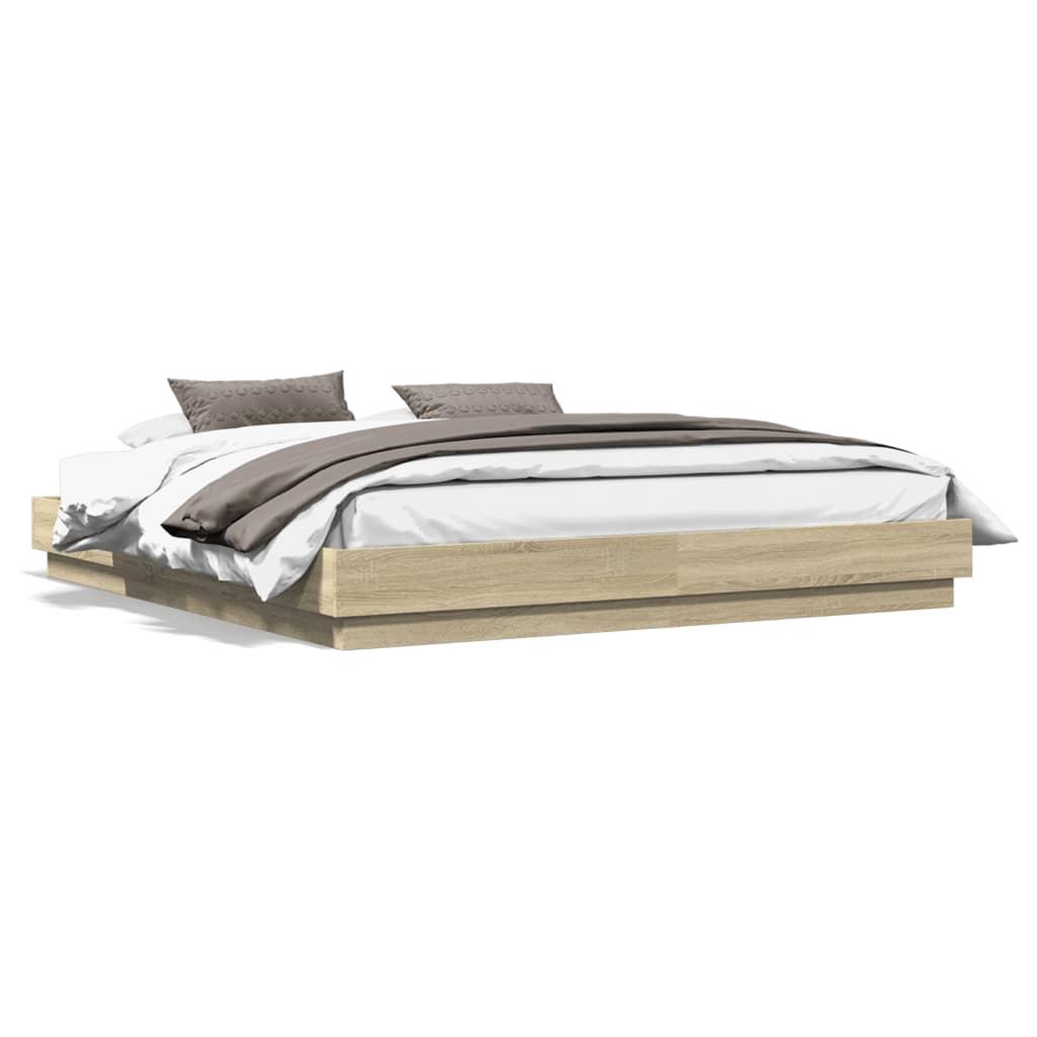 Voir la diapositive 5 : VIDAXL Cadre de lit avec LED sans matelas chene sonoma 200x200 cm