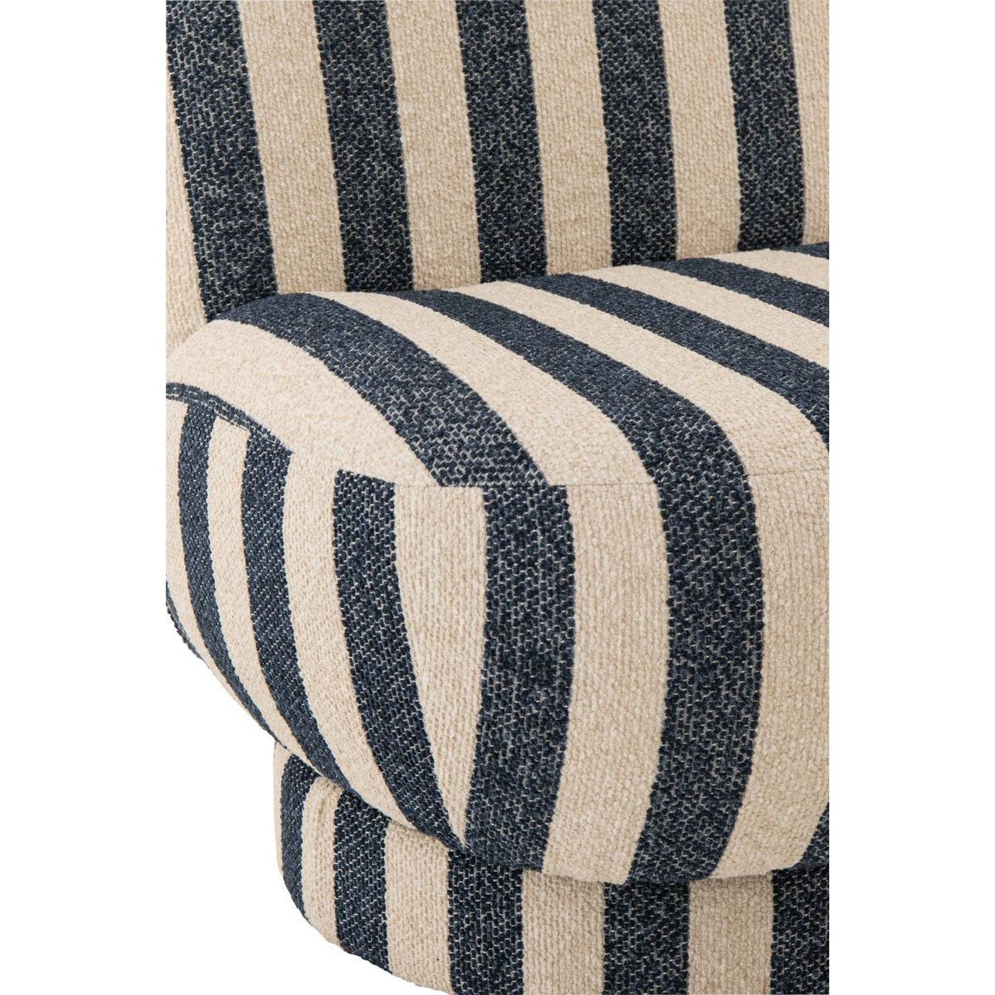 Voir la diapositive 6 : J-LINE Fauteuil à rayures  ligné  76cm bleu & blanc cassé