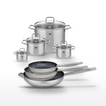 ELO Lot de 3 Poêles céramique 24/28/32cm Elo Profi Therm Platinum et 4 Faitouts inox Elo Citrin