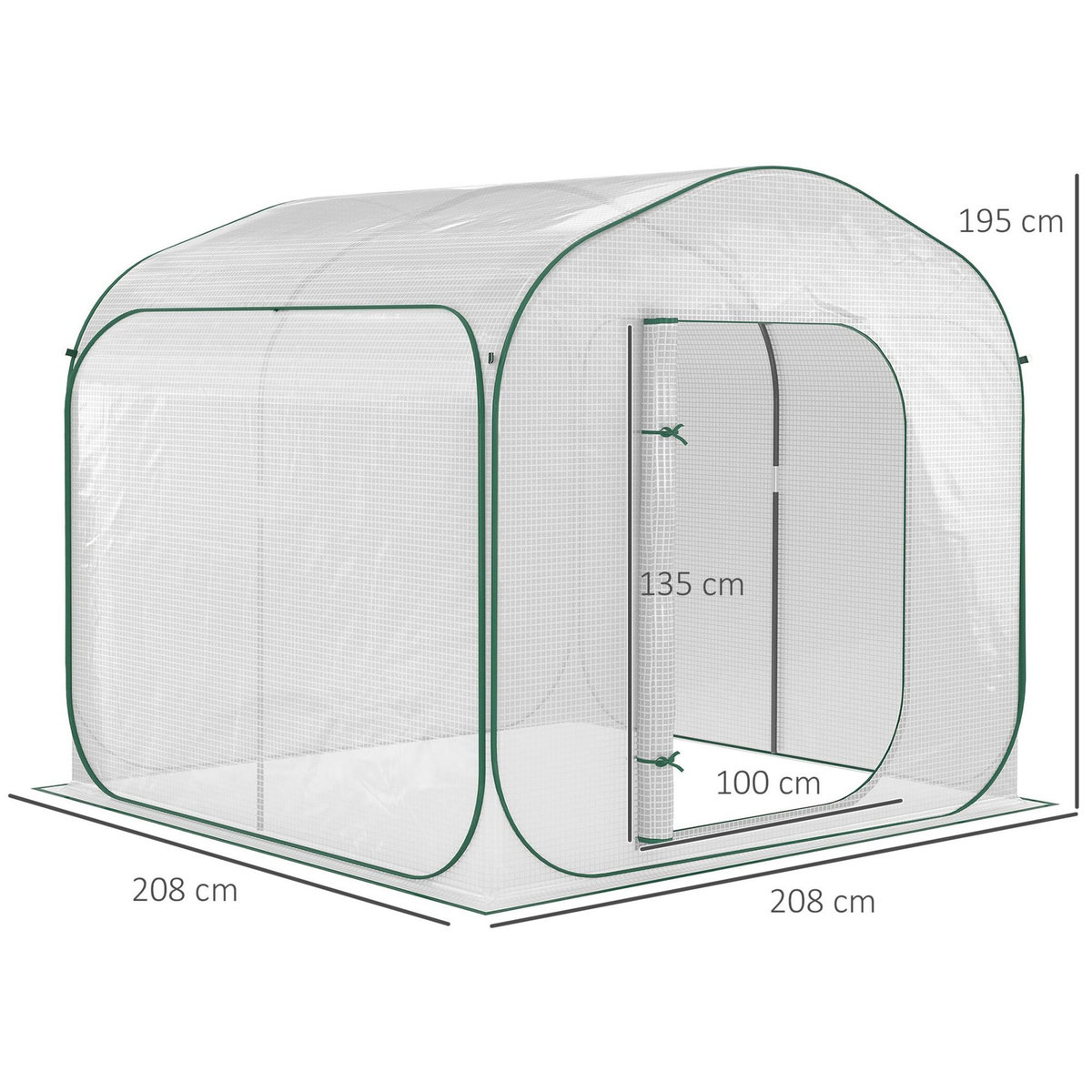 OUTSUNNY Serre pop-up - serre de jardin pop-up - porte zippée enroulable - dim. 2,08L x 2,08l x 1,95H m - sac transport inclus - PE blanc vert
