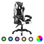 VIDAXL Fauteuil de jeux video avec LED RVB Blanc et noir Similicuir