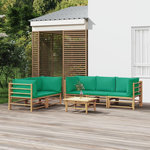 VIDAXL Salon de jardin 6 pcs avec coussins vert bambou