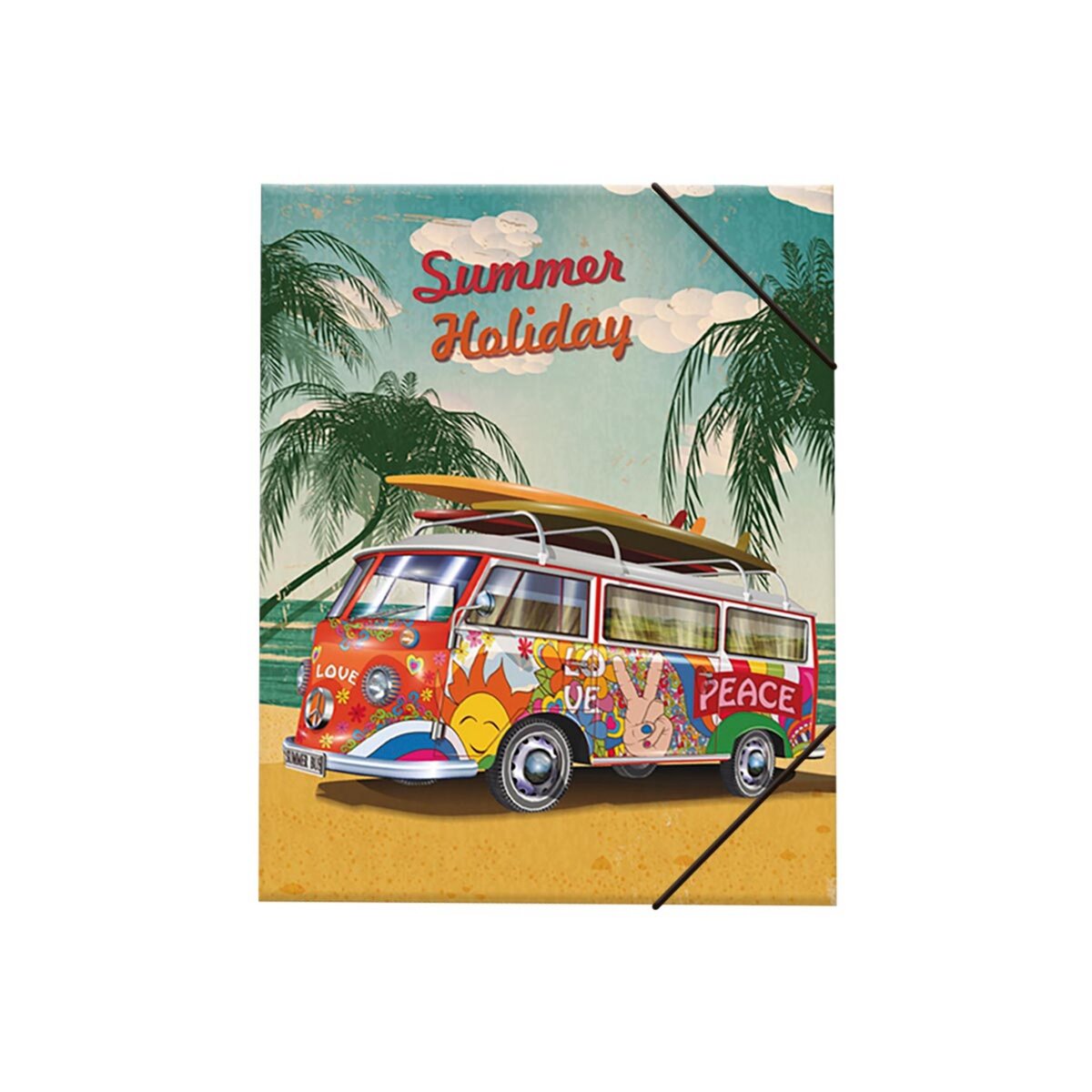  Chemise cartonnée à élastiques 3 rabats Retro Summer Holiday van