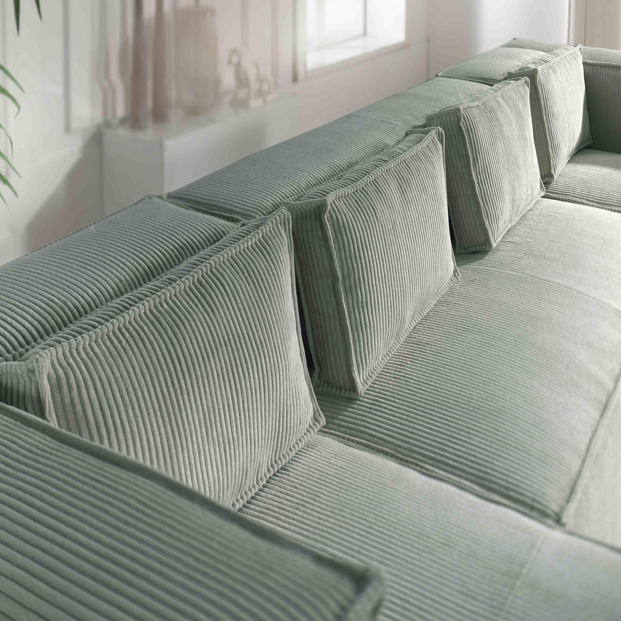 Voir la diapositive 3 : BEST MOBILIER Stella - canapé panoramique en u - 7 places - en velours côtelé