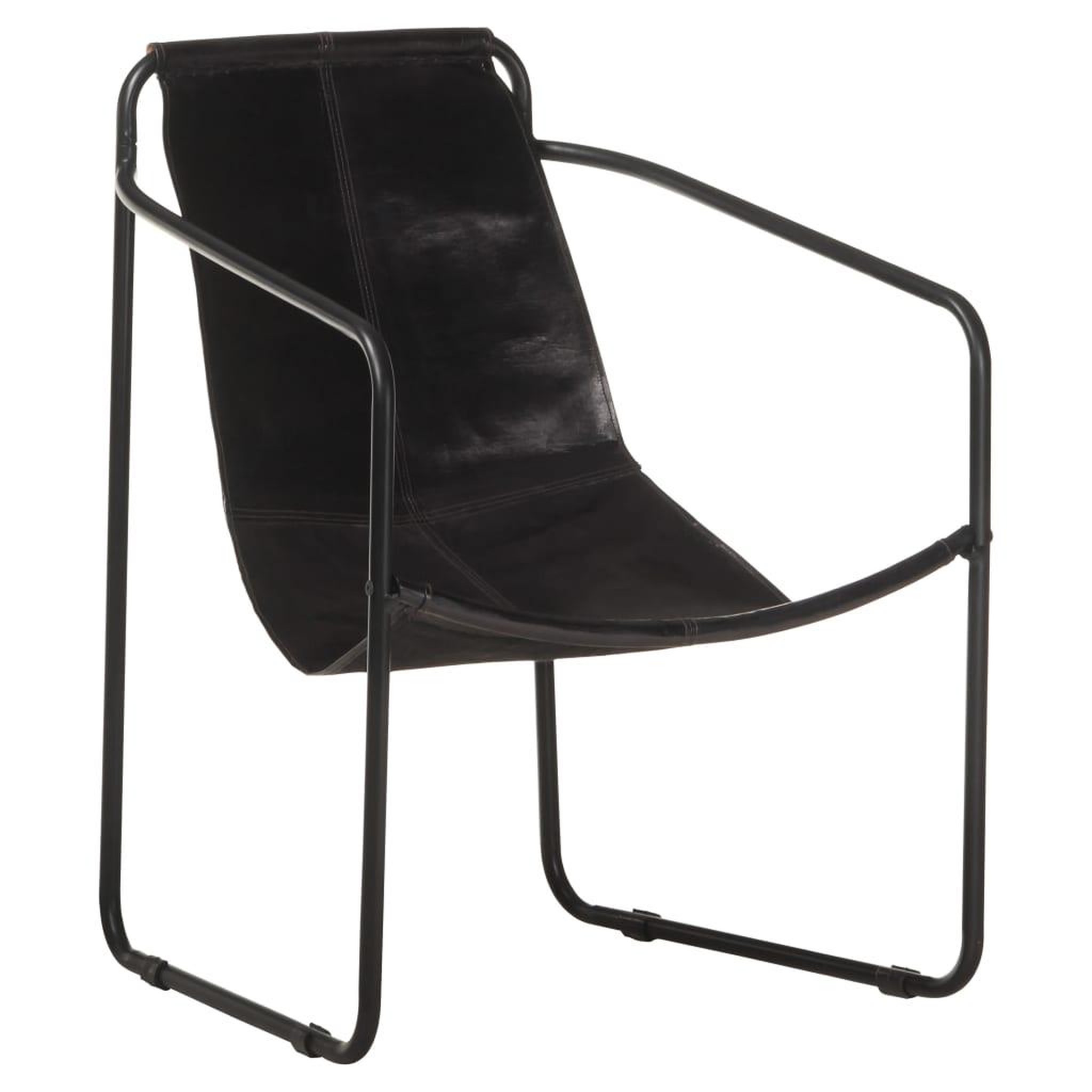 Voir la diapositive 1 : VIDAXL Fauteuil de relaxation noir cuir veritable