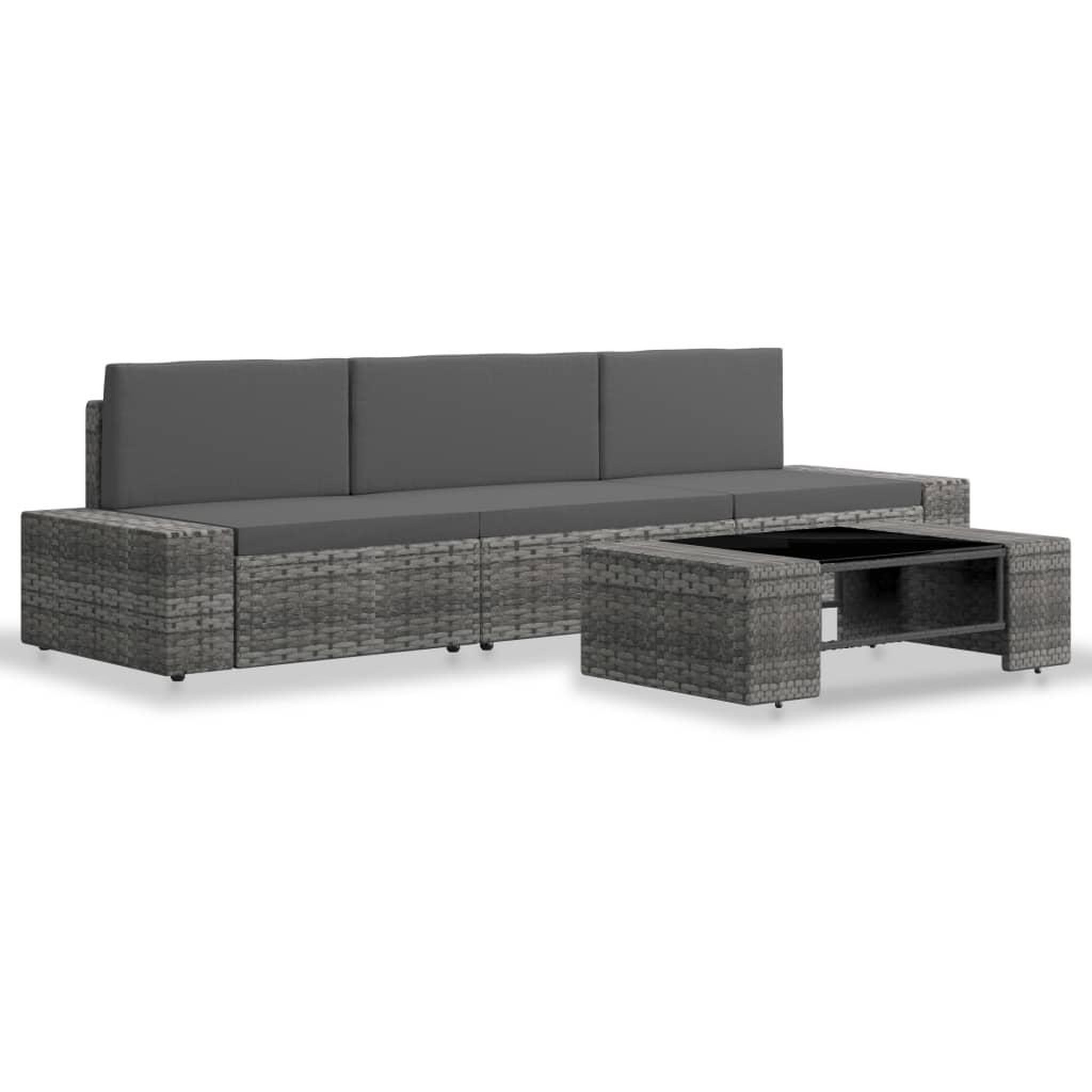 Voir la diapositive 2 : VIDAXL Salon de jardin 4 pcs Resine tressee Gris