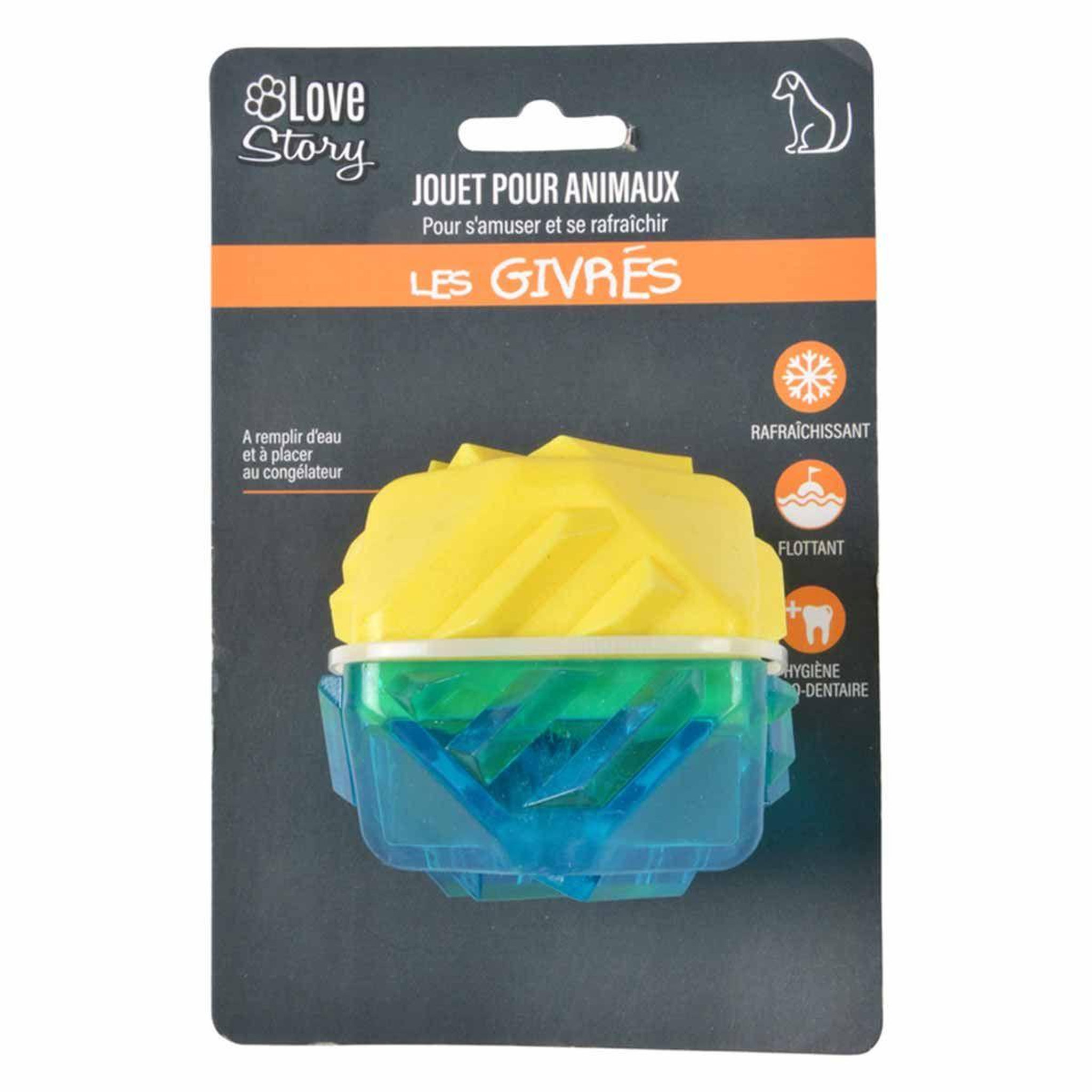 Voir la diapositive 4 : LOVE STORY Jouet pour chien givré  diamant  7cm bleu & jaune