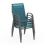 Voir la diapositive 3 : ID MARKET Lot de 4 chaises de jardin LYMA métal et textilène empilables bleu canard