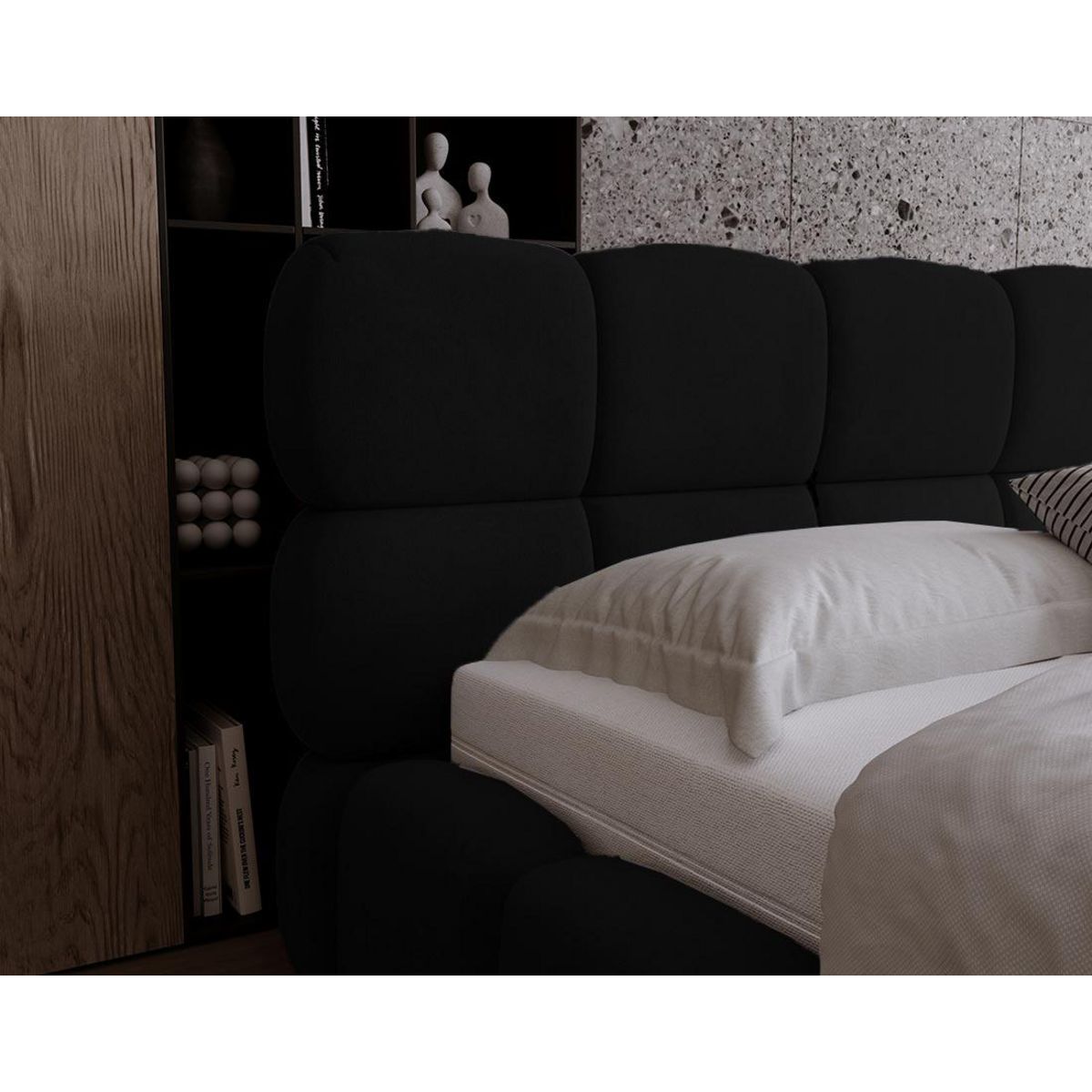 BEST MOBILIER Mariposa - lit coffre - 140x200 cm - sommier inclus - en velours