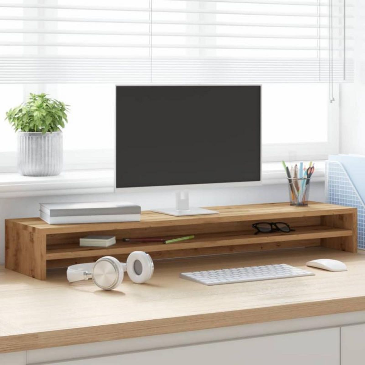 VIDAXL Support de moniteur chêne artisanal 100x24x13cm bois ingénierie