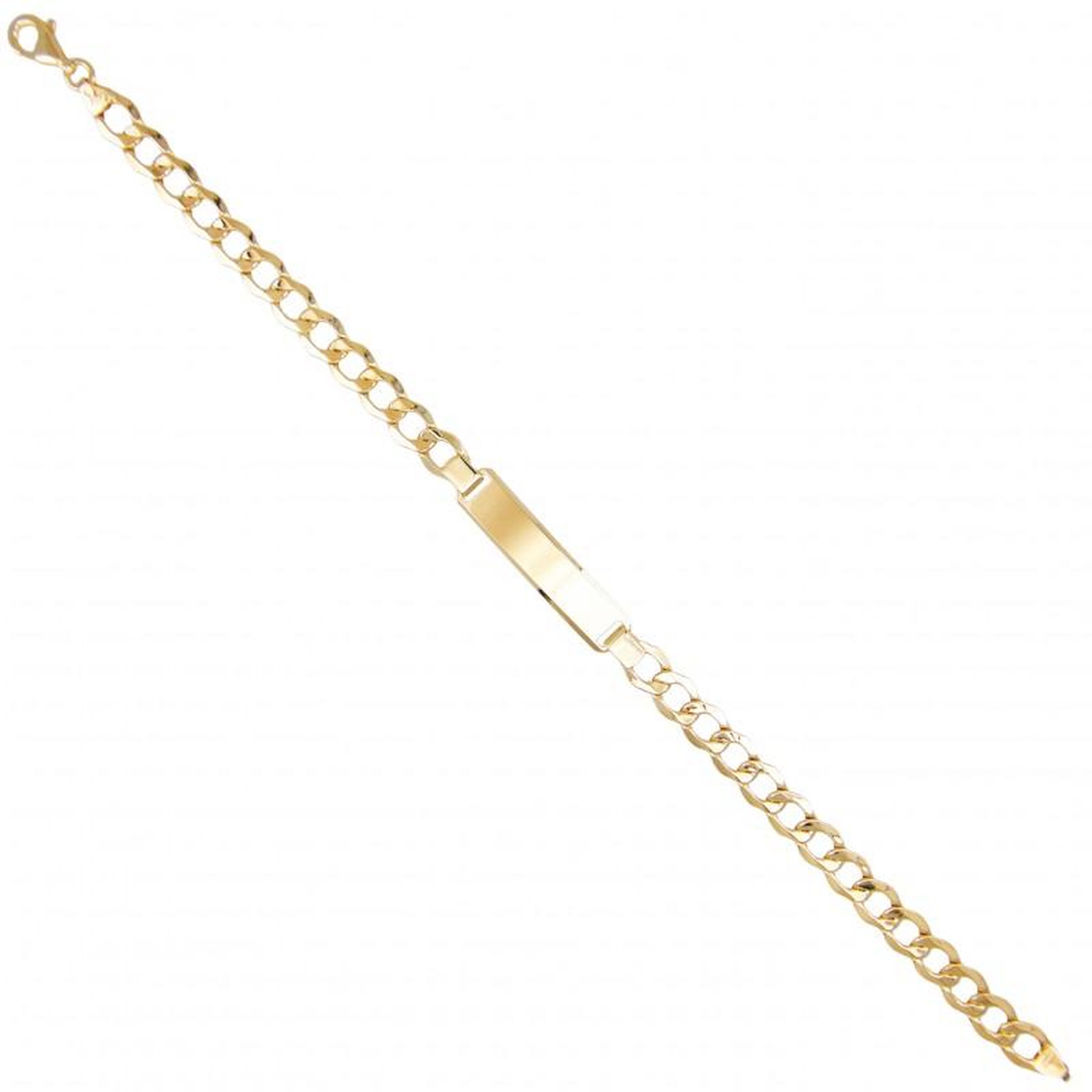 Voir la diapositive 2 : L'ATELIER D'AZUR Gourmette Or 18 Carats Maille Gourmette - Jaune - Gravure Offerte