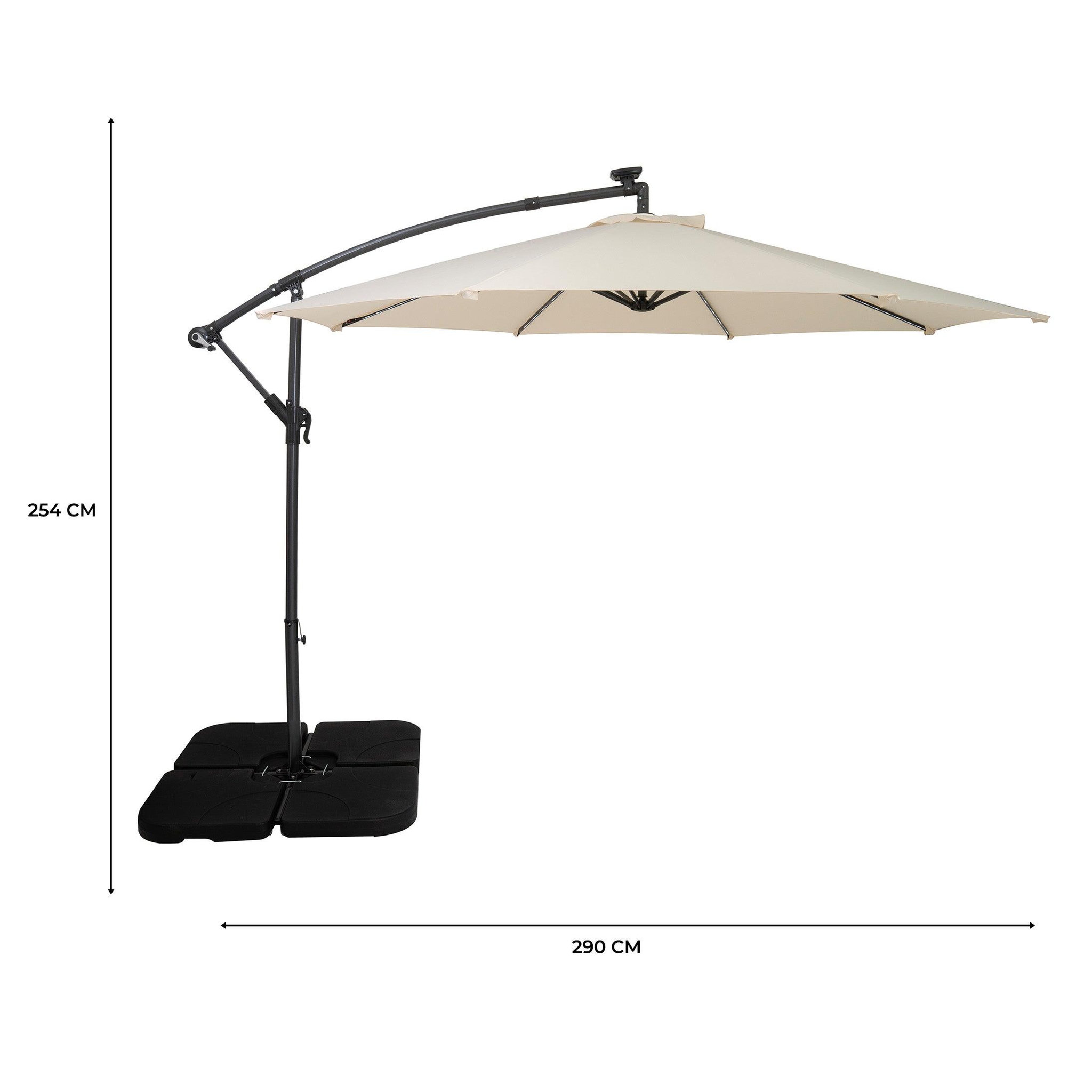 Voir la diapositive 5 : Monster Parasol Banane à Mât Déporté à LED 3 m & Pied Carré