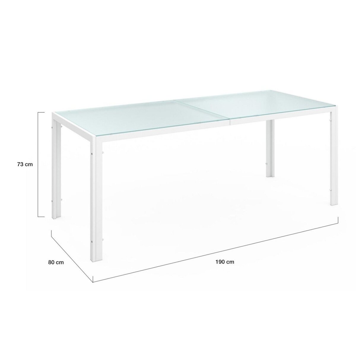 ID MARKET Salon de jardin MADRID table 190 cm et 8 chaises empilables blanc et beige