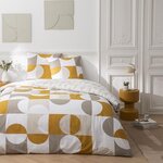 FUTURE HOME Parure de lit 2 personnes imprimé géométrique réversible. Coloris disponibles : Blanc