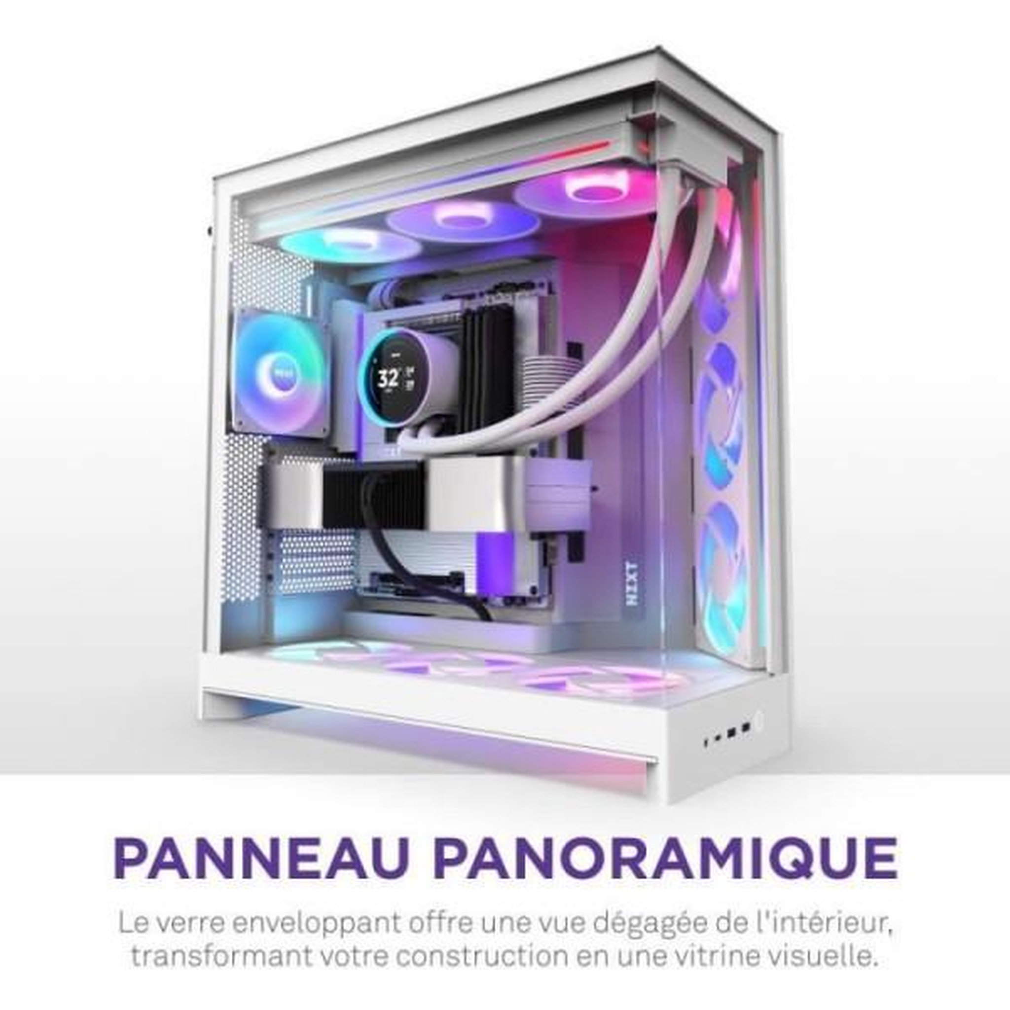 Voir la diapositive 5 : NZXT Boitier moyen-tour - NZXT - CM-H92FW-P1 - H9 Flow RGB+ - Ventilateurs RGB inclus - Blanc - Contrôleur NZXT CAM