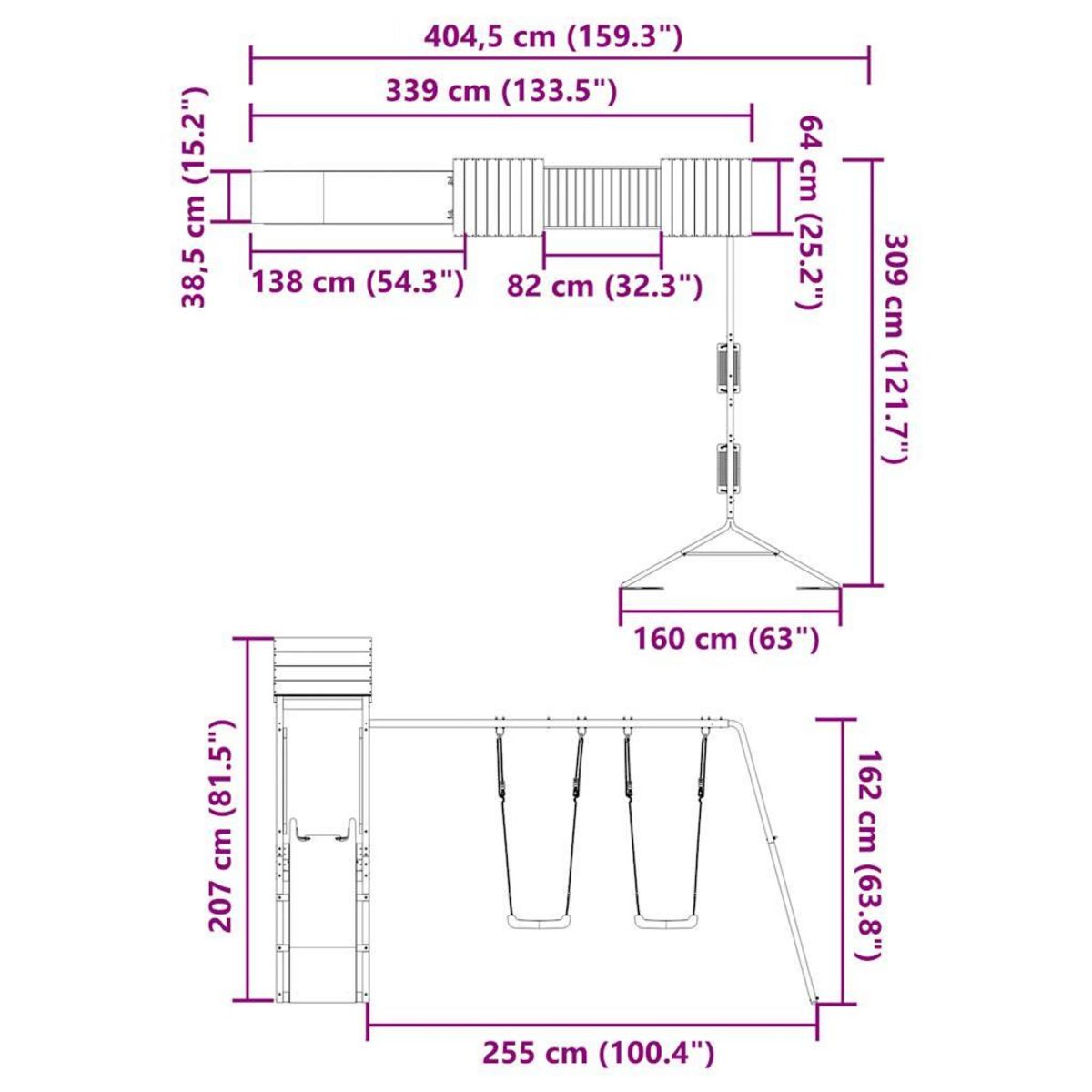 VIDAXL Aire de jeux d'exterieur bois massif de douglas