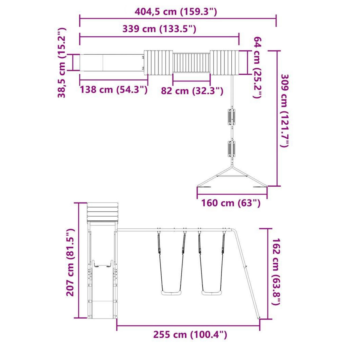 VIDAXL Aire de jeux d'exterieur bois massif de douglas