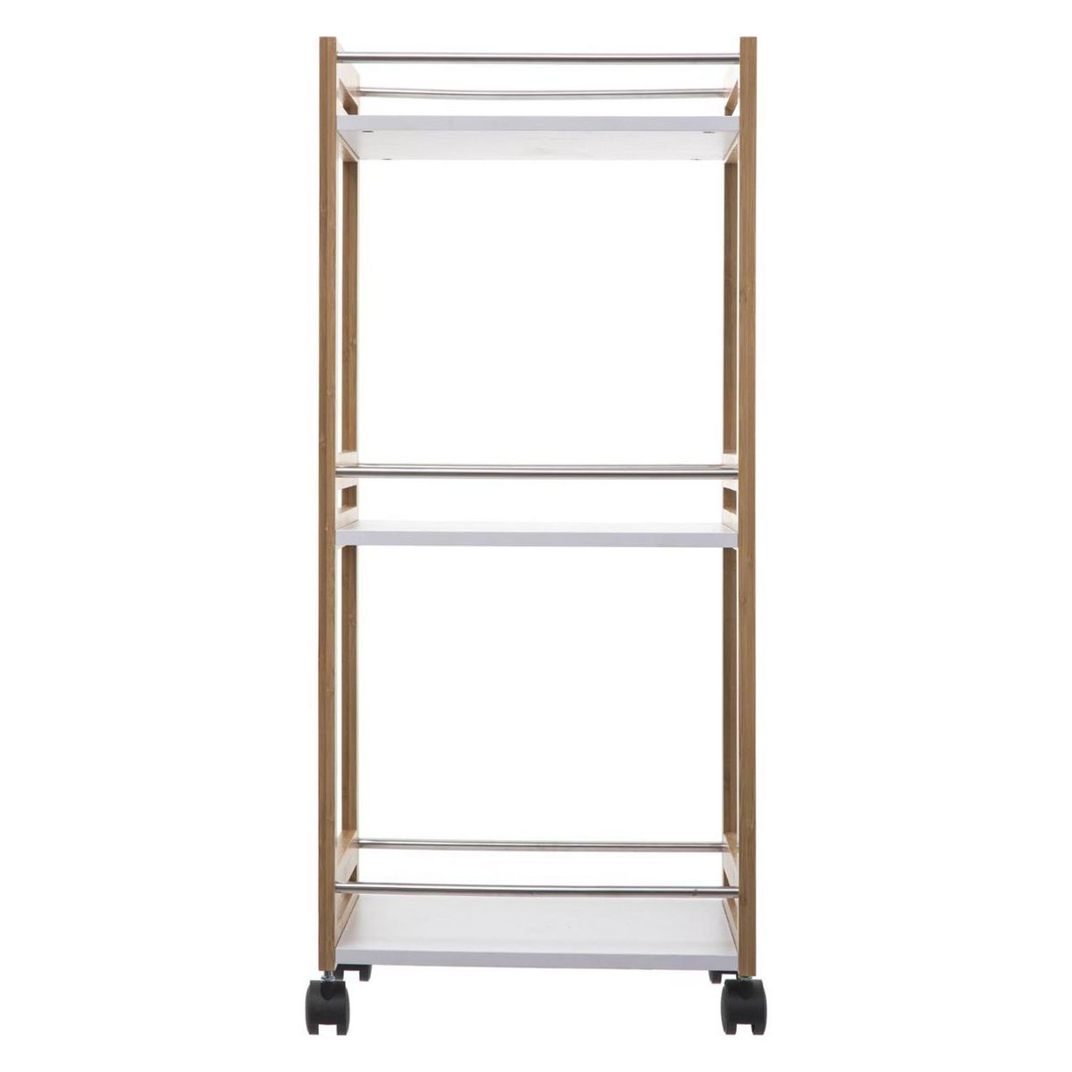 Desserte 3 étages en bambou et acier inoxydable