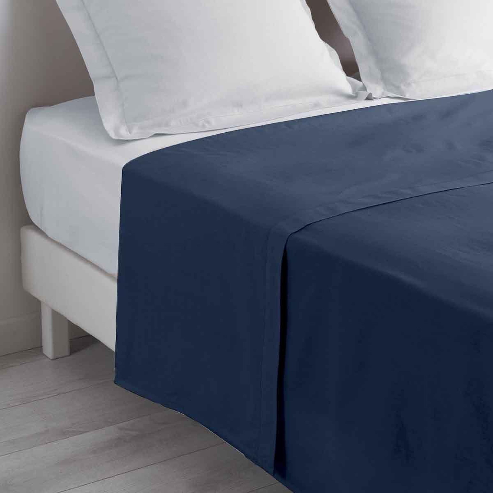Douceur d'Intérieur Drap Plat en Coton  Biolina  240x300cm Bleu Nuit
