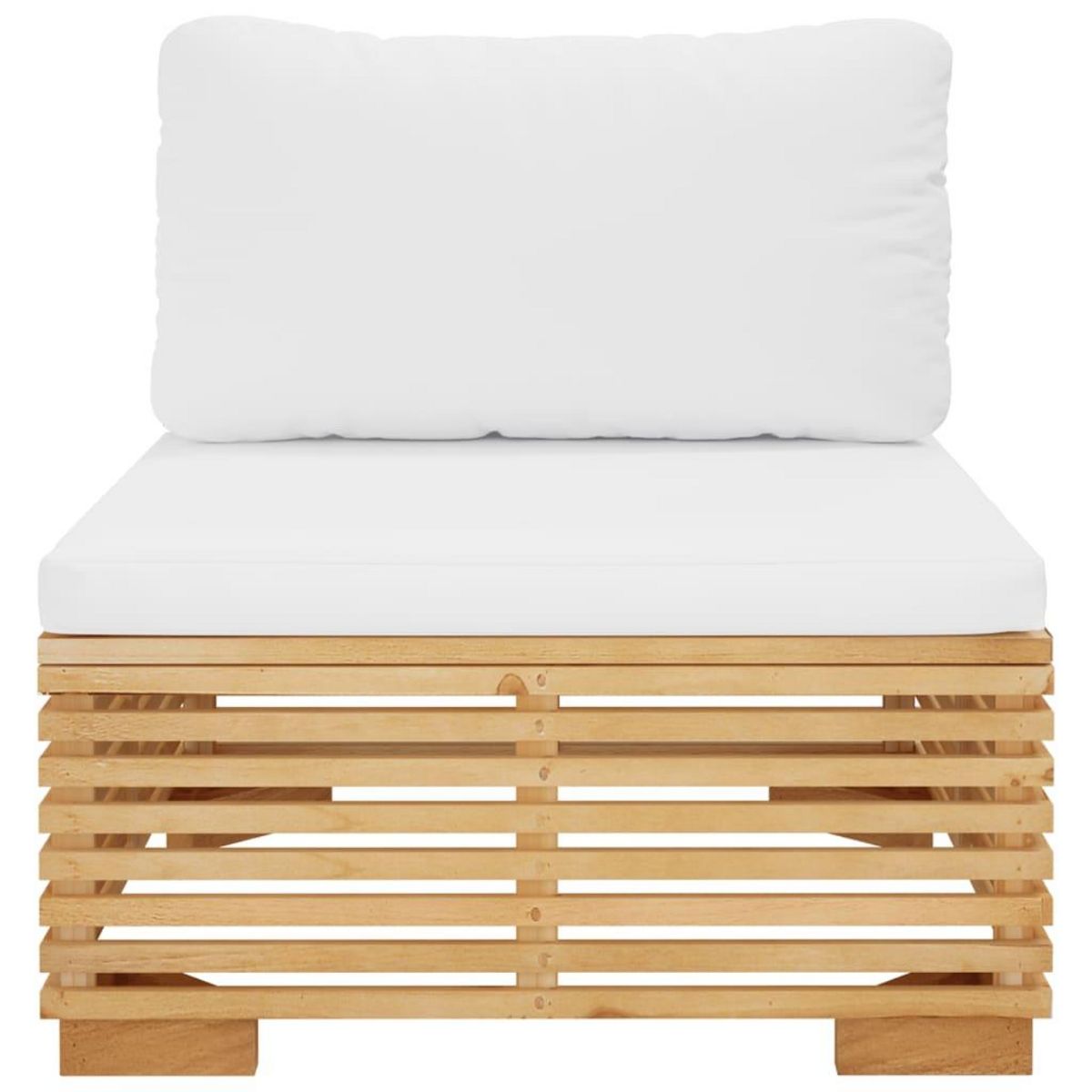 VIDAXL Canape central de jardin et coussins creme Bois de teck massif