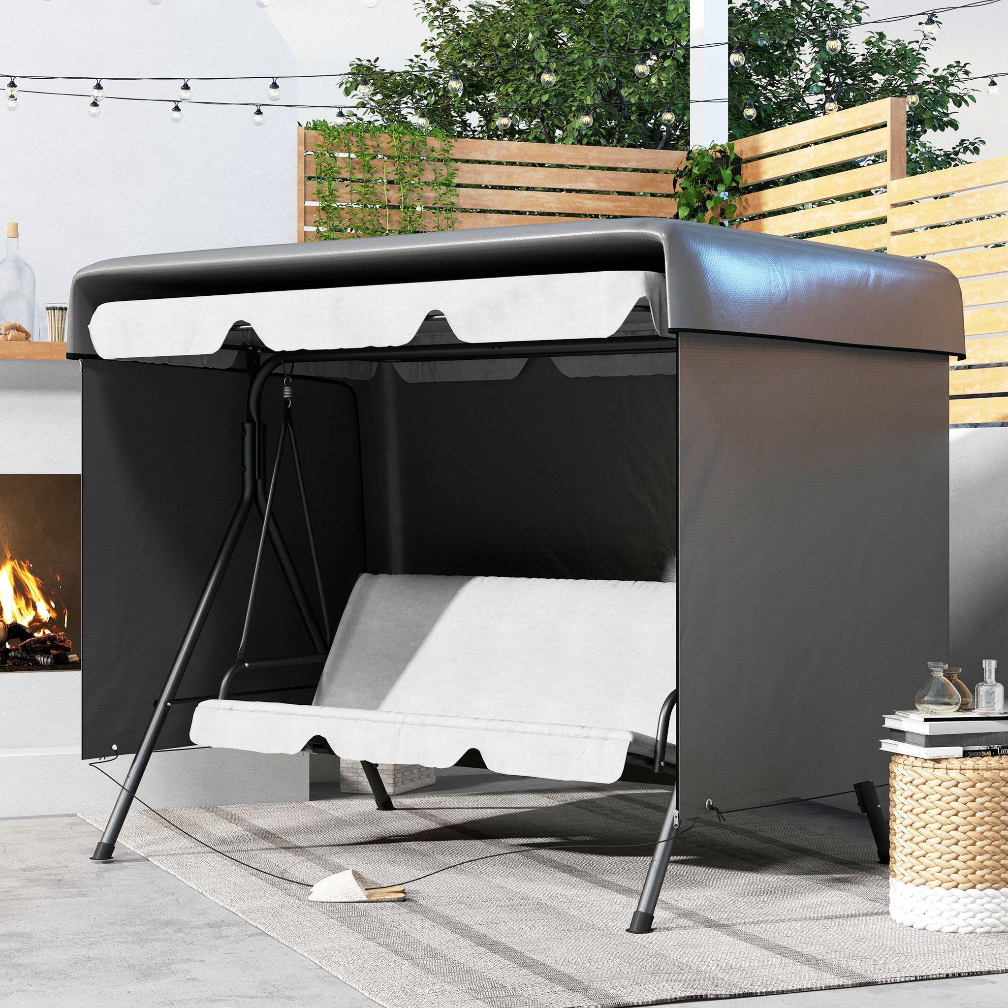 Voir la diapositive 6 : OUTSUNNY Housse de protection balancelle de jardin bâche étanche dim. 2,15l x 1,55l x 1,5h m pe gris