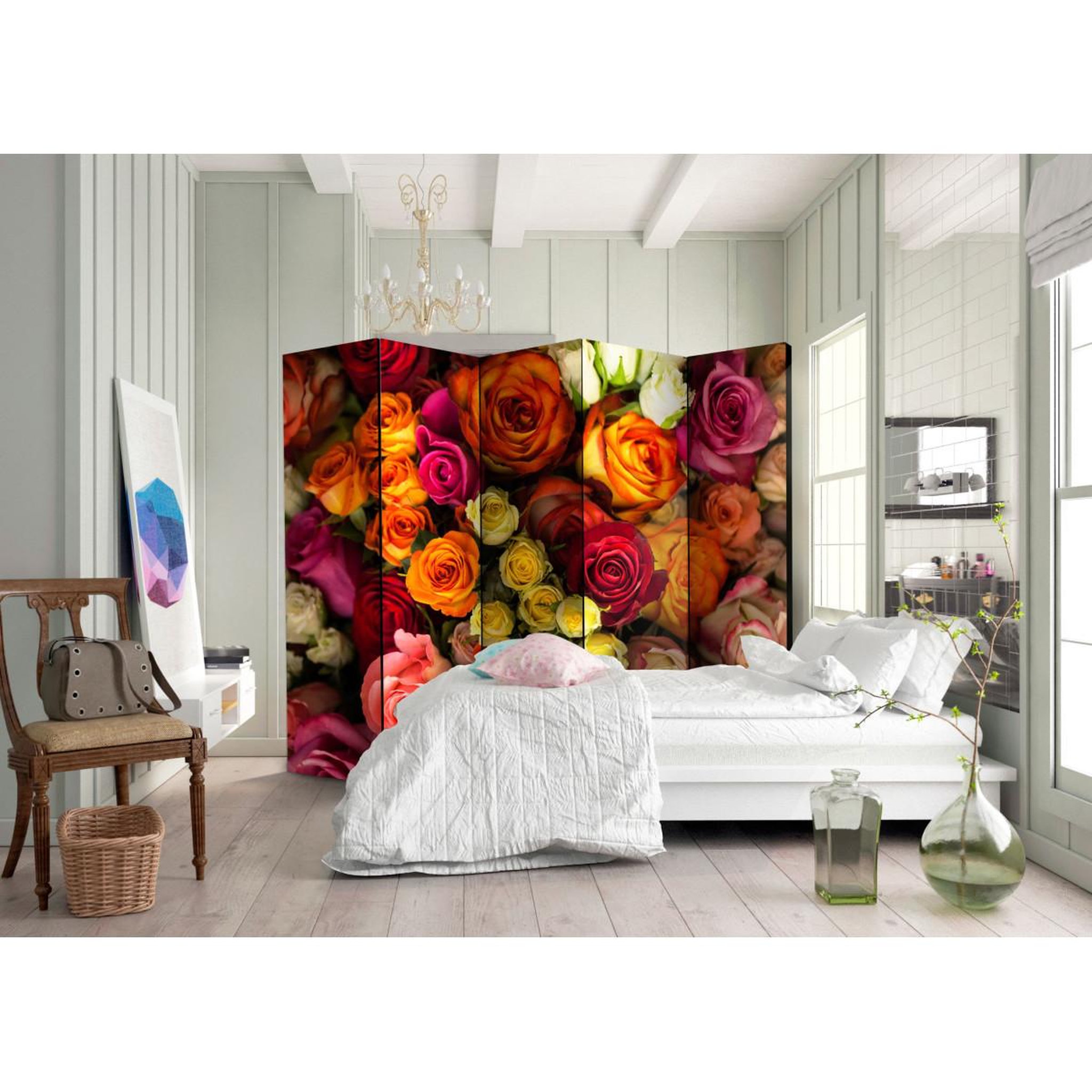 Voir la diapositive 2 : Paris Prix Paravent 5 volets  bouquet of roses  172x225cm