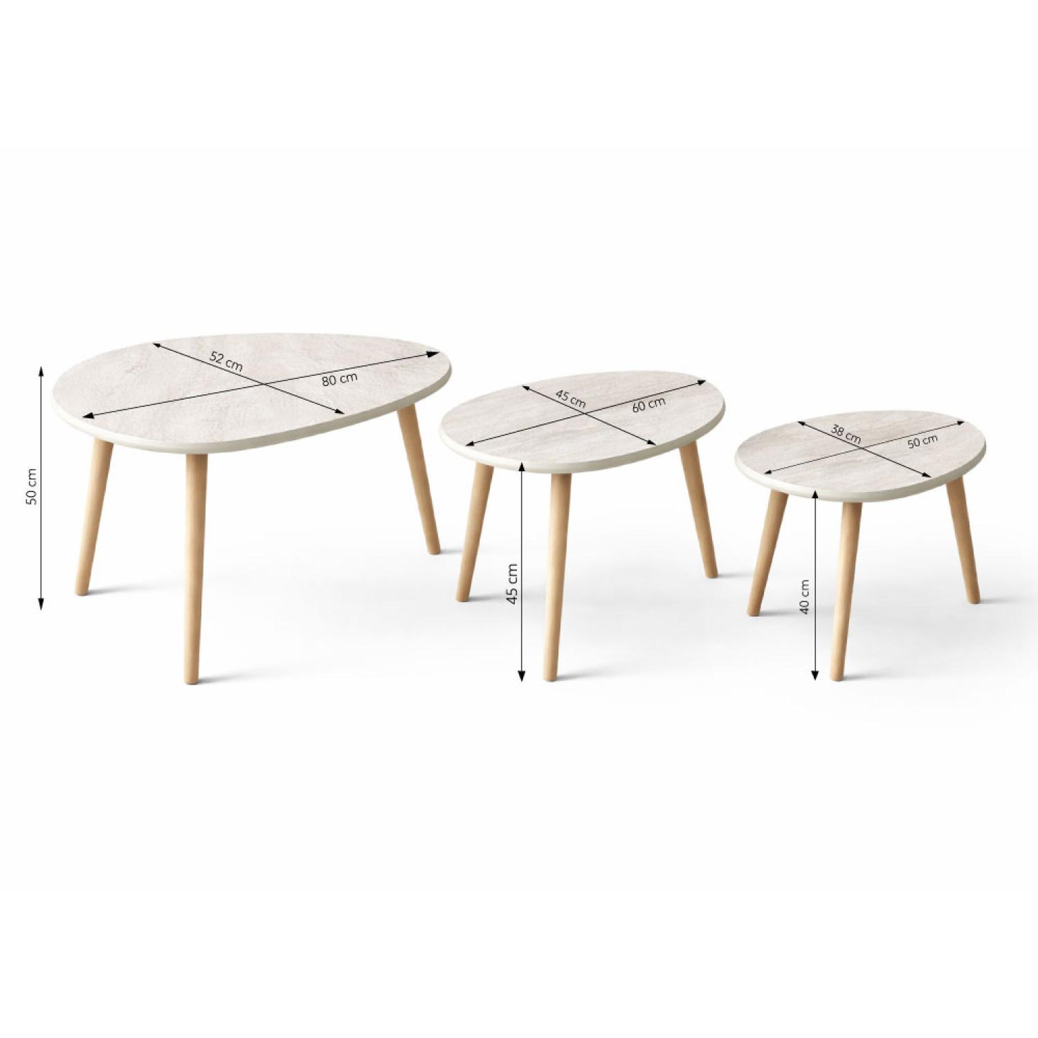 Voir la diapositive 6 : CONCEPT USINE Set de 3 tables gigognes design effet travertin tira