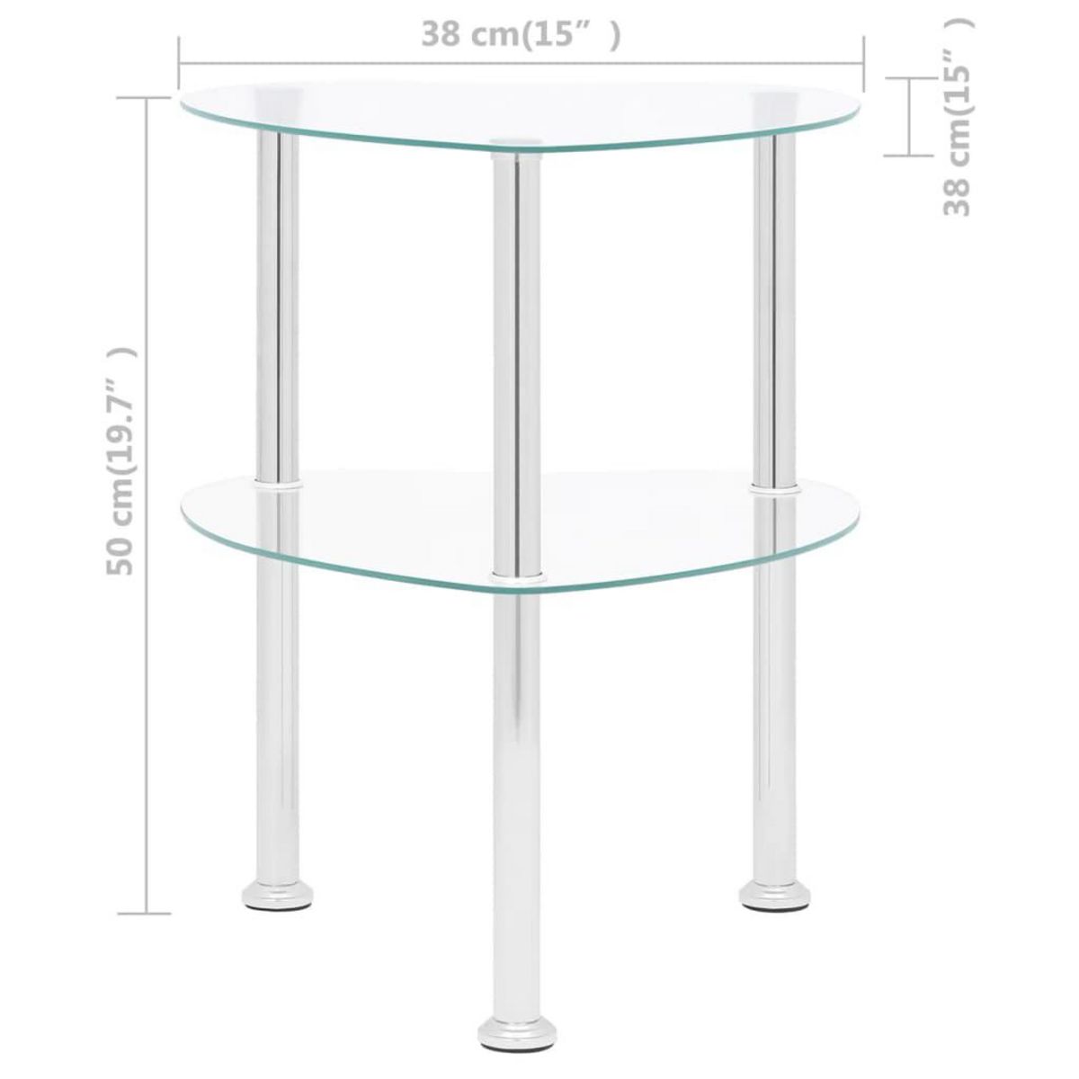 VIDAXL Table d'appoint 2 niveaux Transparent 38x38x50 cm Verre trempe