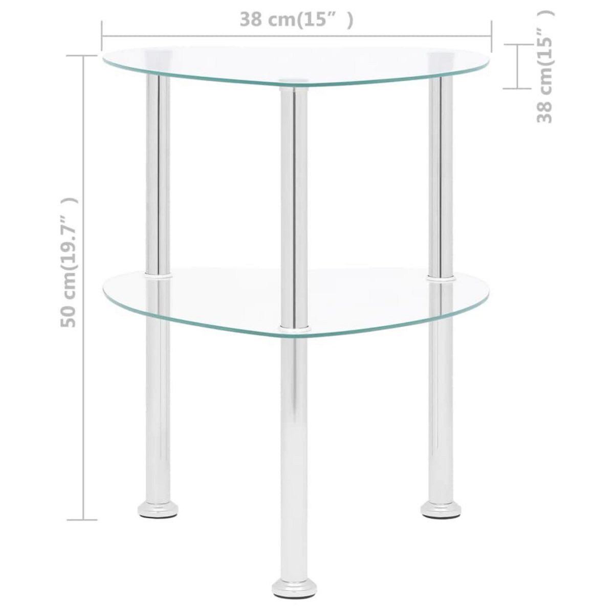 VIDAXL Table d'appoint 2 niveaux Transparent 38x38x50 cm Verre trempe