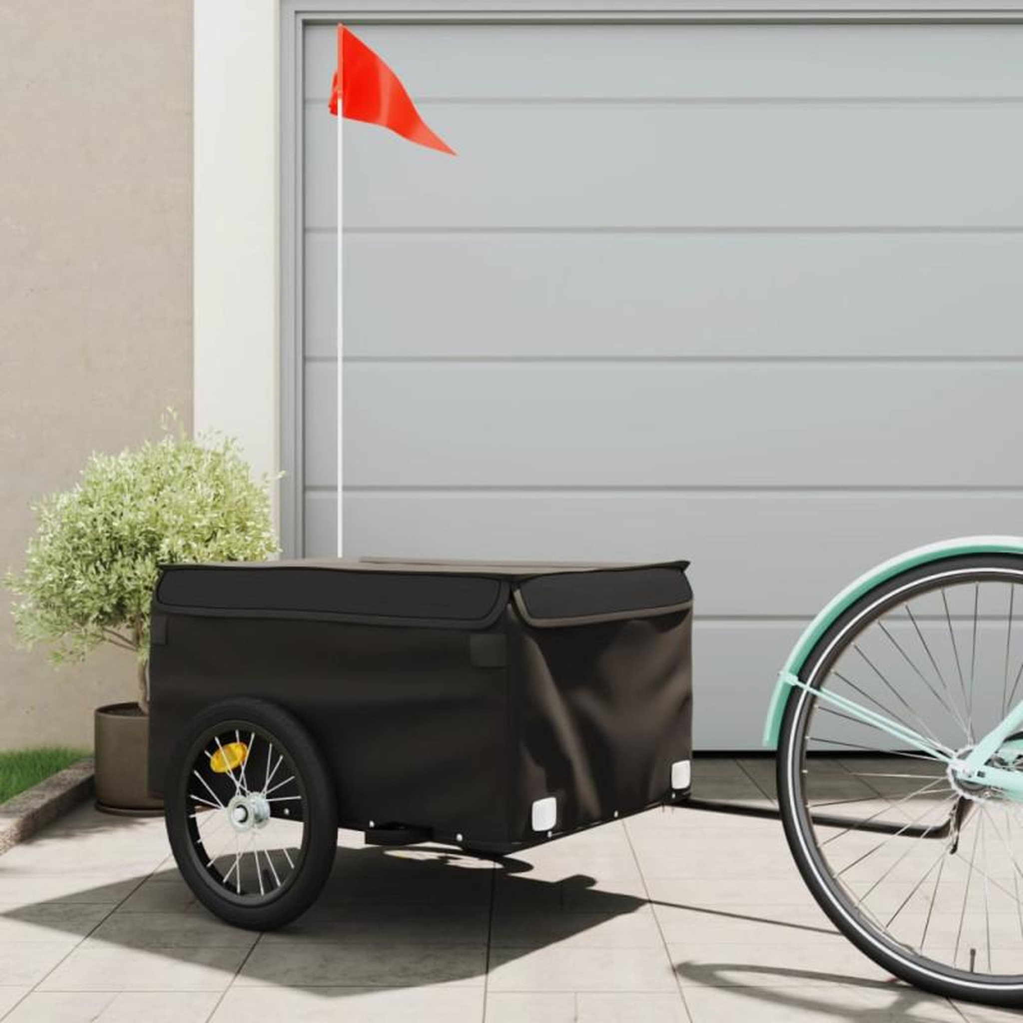 VIDAXL Remorque de vélo noir 45 kg fer