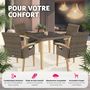 Voir la diapositive 4 : tectake Ensemble table en rotin avec 4 chaises avec cadre solide en bois marron naturel