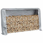 VIDAXL Portant de bois de chauffage et housse de pluie acier galvanisé