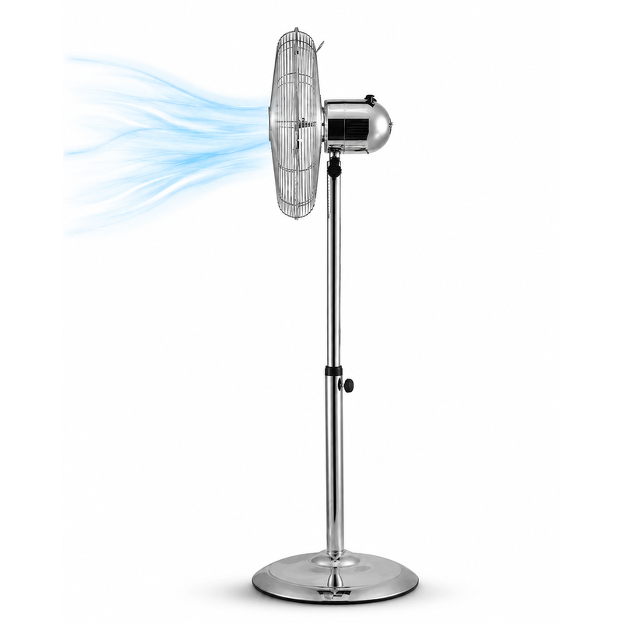 Voir la diapositive 2 : Ventilateur sur pied rétro en métal 40 cm – gris 50w