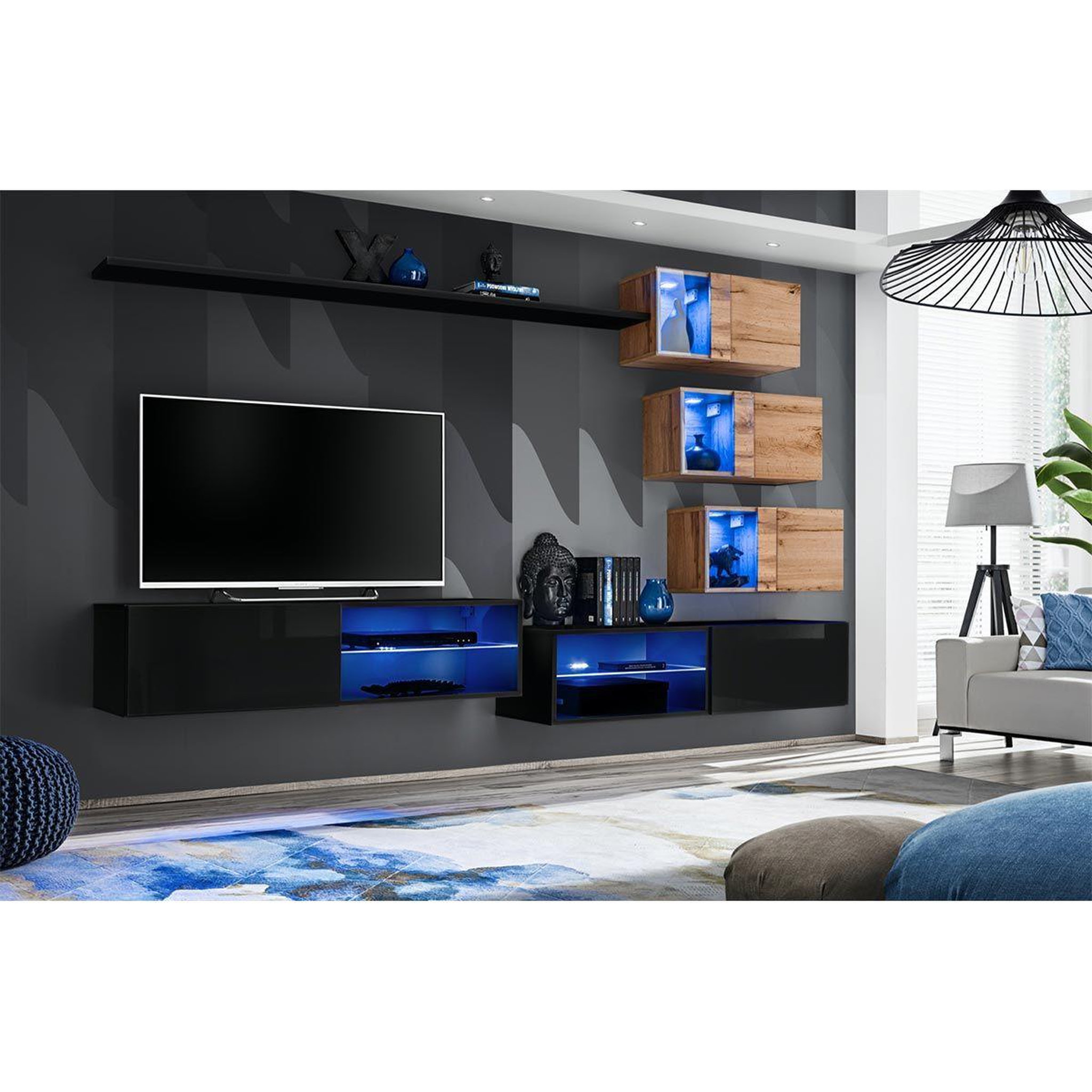 Voir la diapositive 2 : Paris Prix Ensemble meuble tv  switch xxiv  250cm noir & naturel