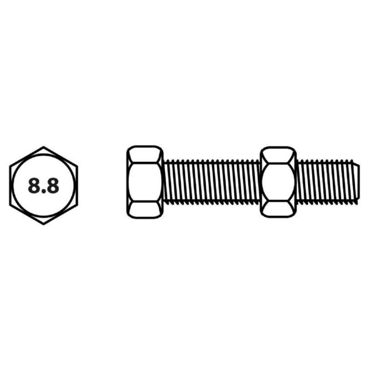  Boulon tête hexagonale et écrou Vissal finition zinguée Ø10 x 100 mm  lot de 10