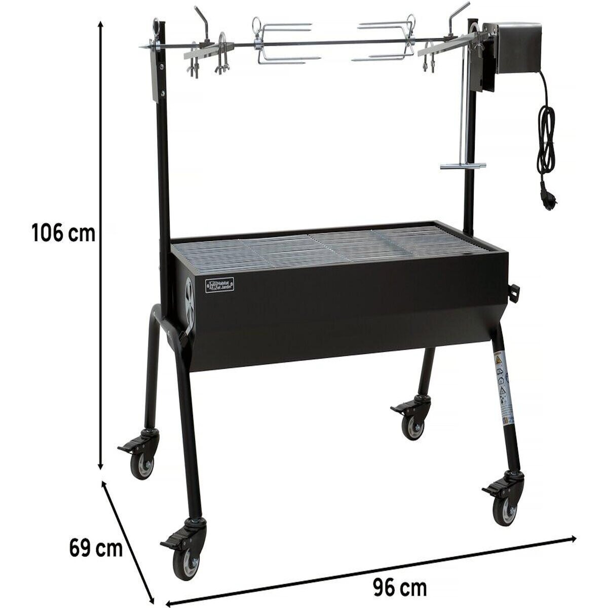 Habitat et Jardin Rôtissoire charbon avec broche électrique  Senator  - Noir