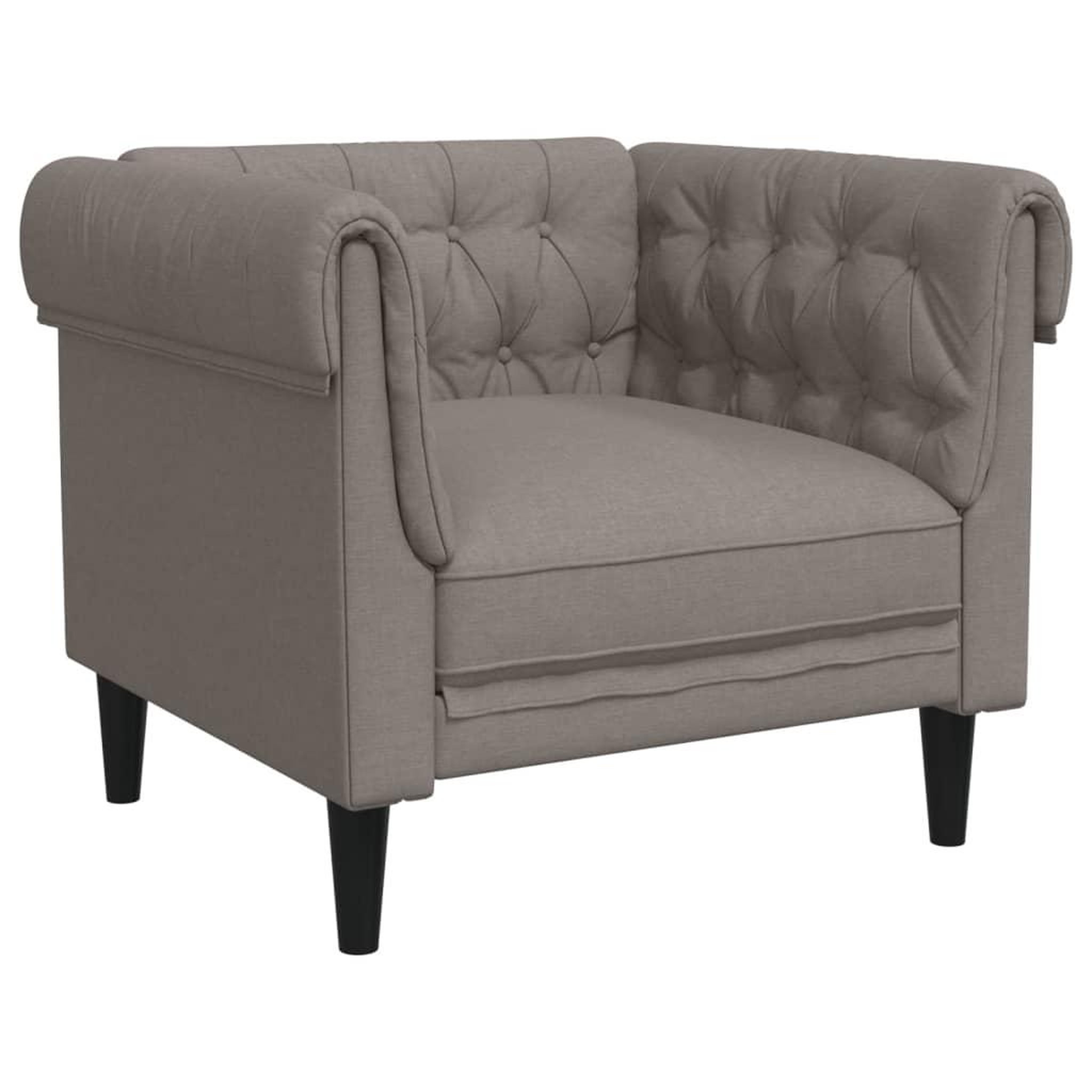 Voir la diapositive 2 : VIDAXL Fauteuil Chesterfield taupe tissu