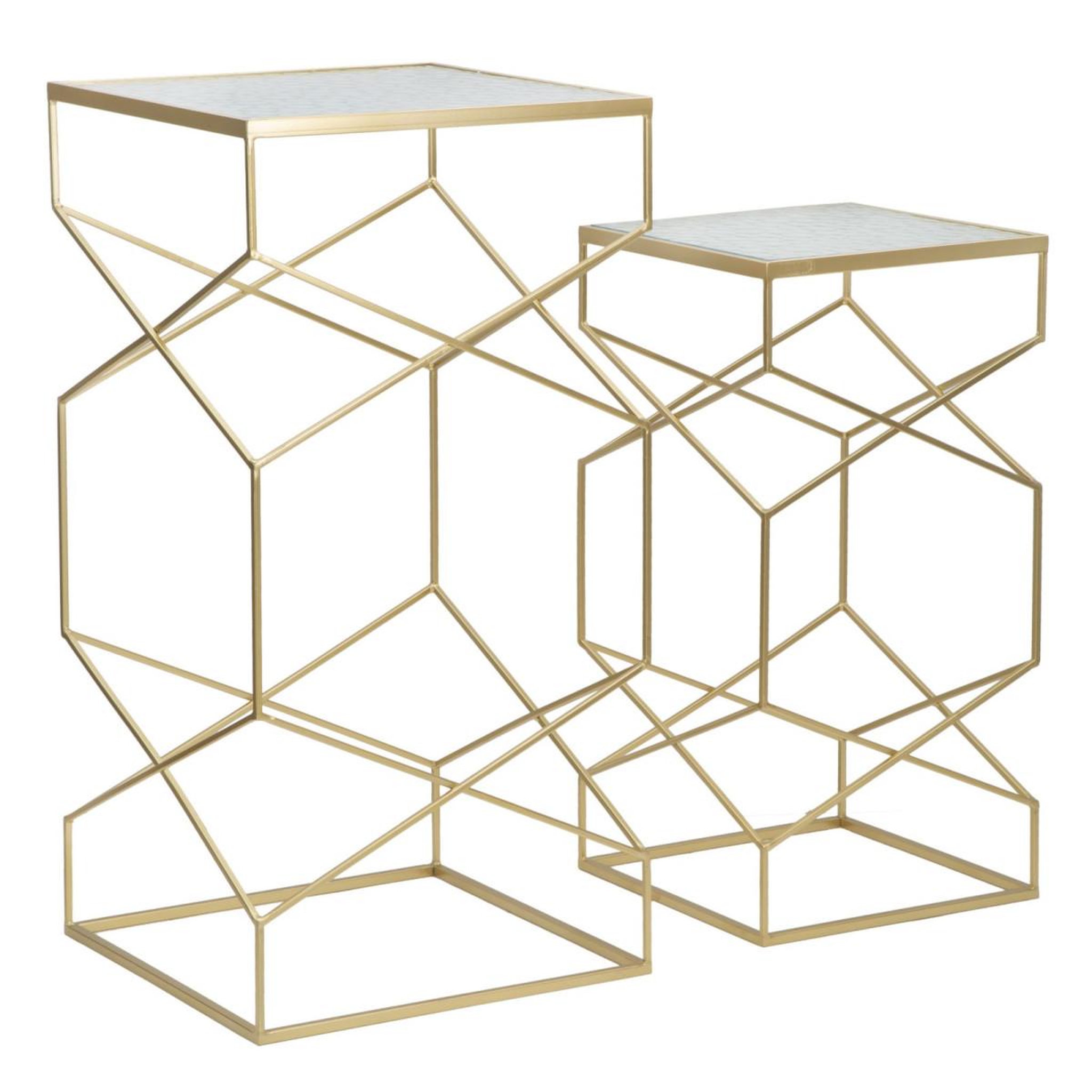 Voir la diapositive 4 : Paris Prix Lot de 2 Tables d'Appoint Design  Glassy  100cm Or