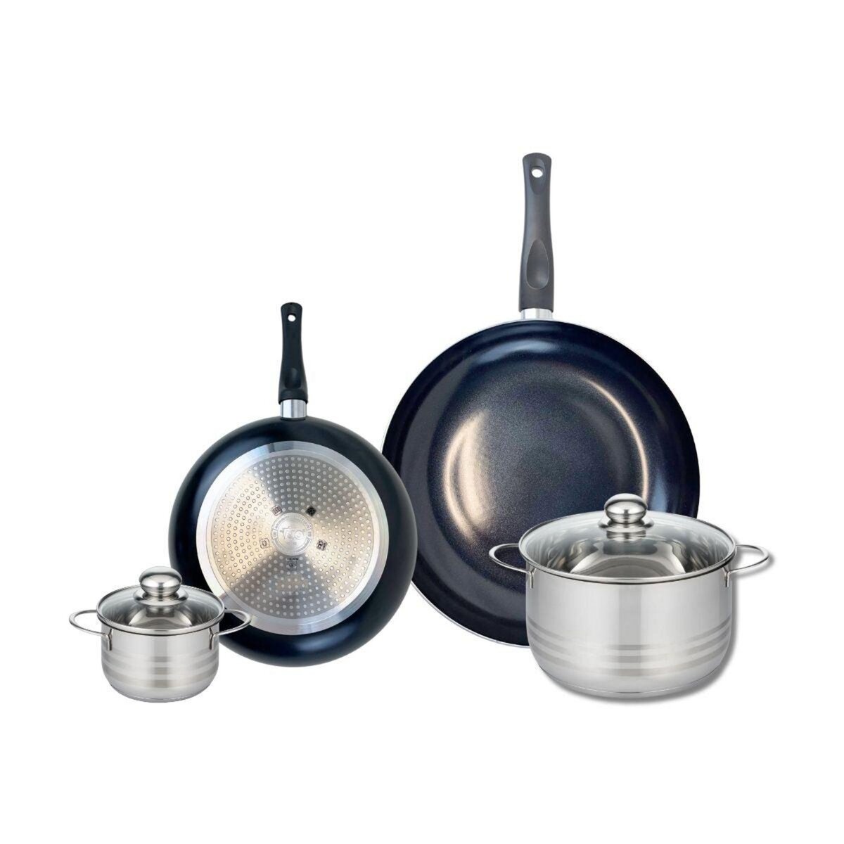 ELO Ensemble de 2 Poêles de cuisson 24 et 32 cm et 2 faitouts 12 et 20 cm Elo Prima Brillant
