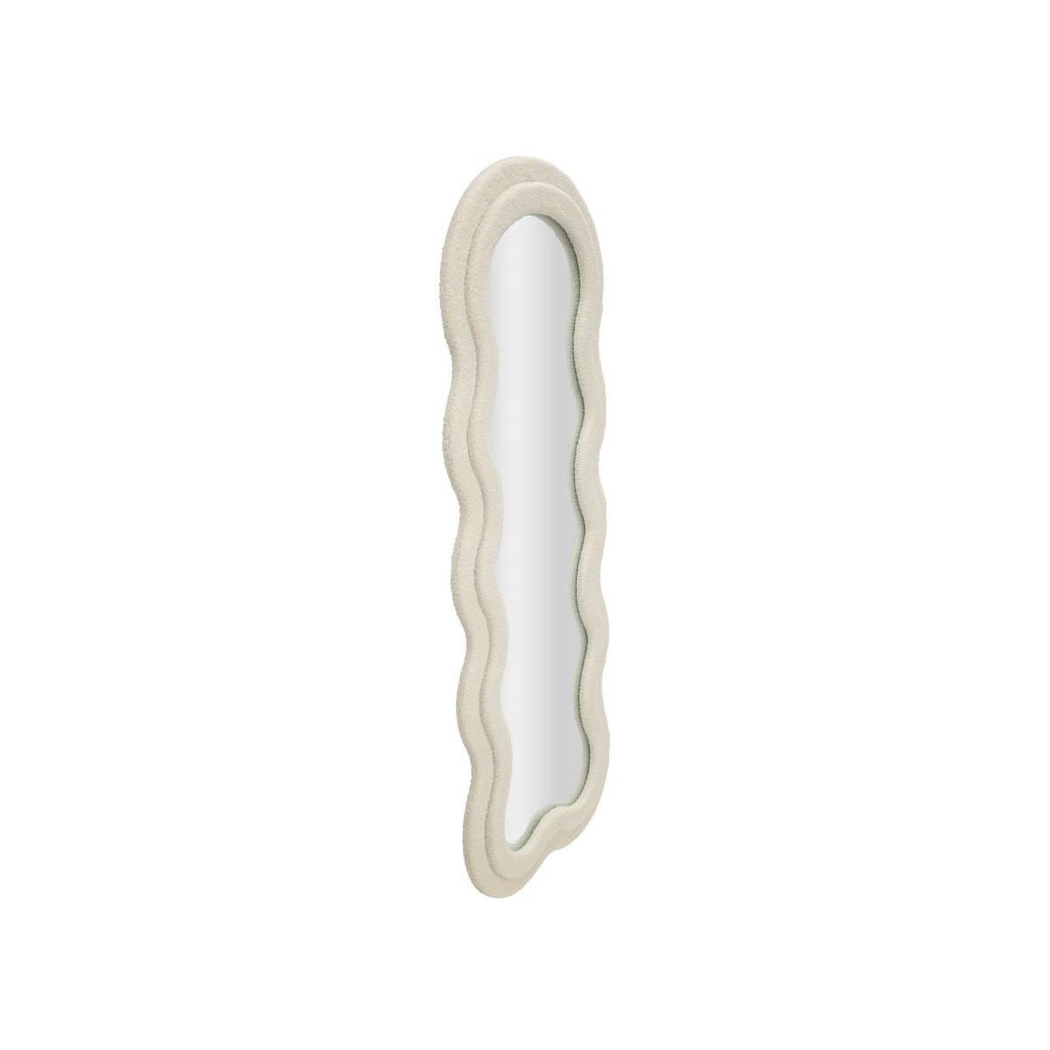Voir la diapositive 2 : Paris Prix Miroir mural en tissu bouclé  teddy  160cm crème
