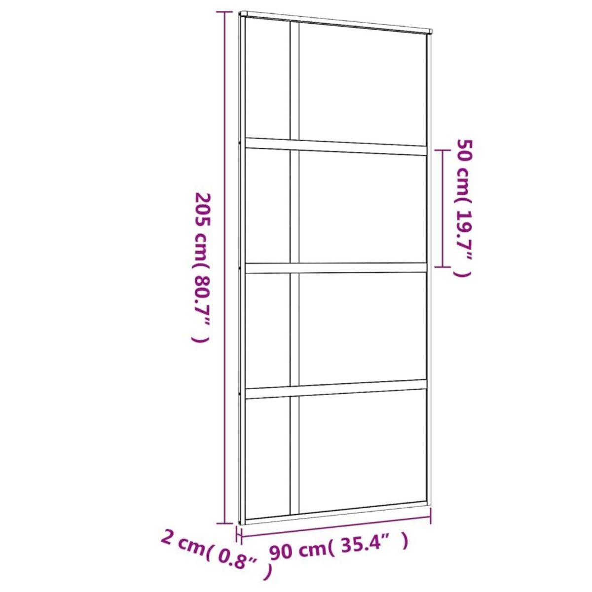 VIDAXL Porte coulissante dore 90x205 cm verre ESG clair et aluminium