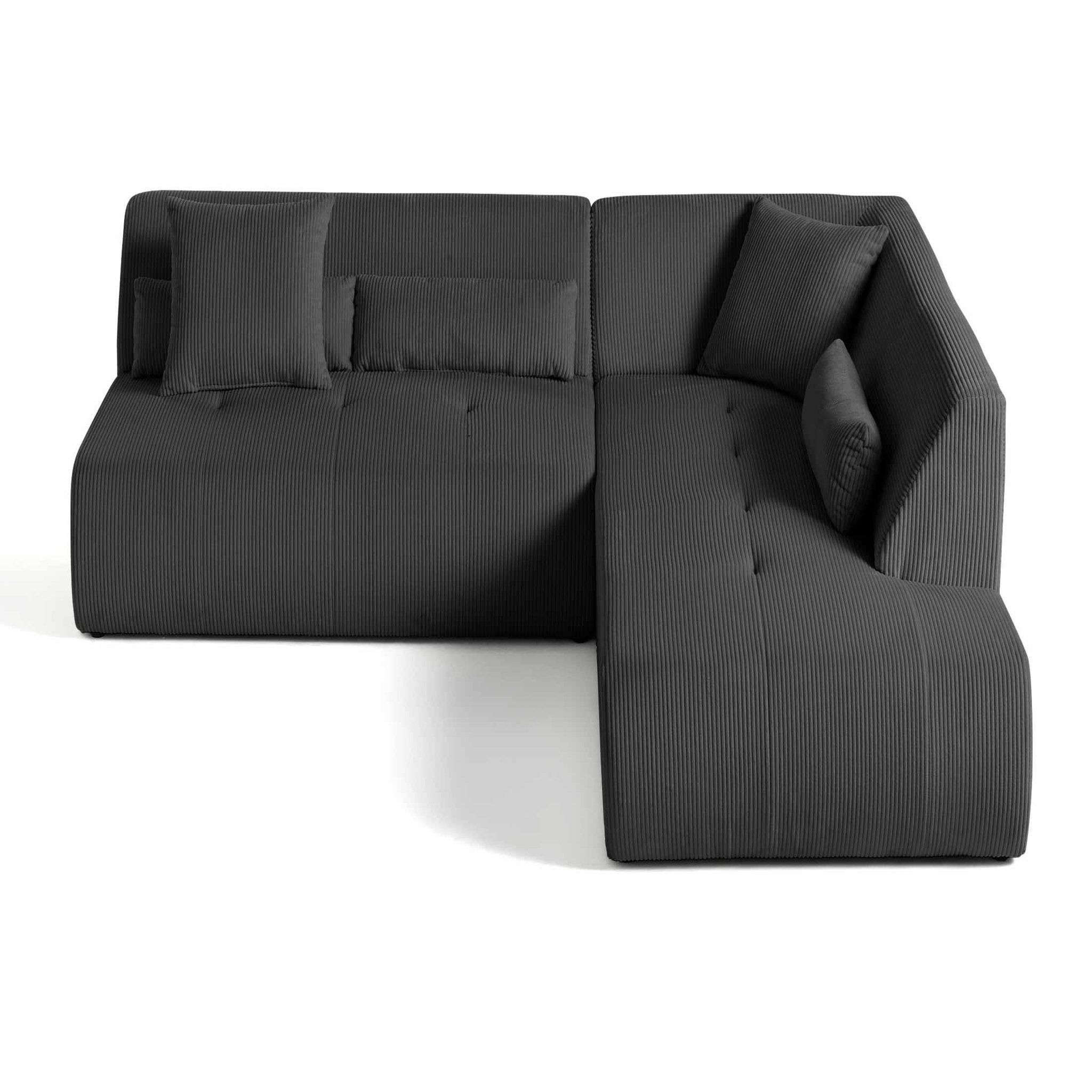 Voir la diapositive 1 : LISA DESIGN Onyx - canapé modulable d'angle droit - 5 places - en velours côtelé