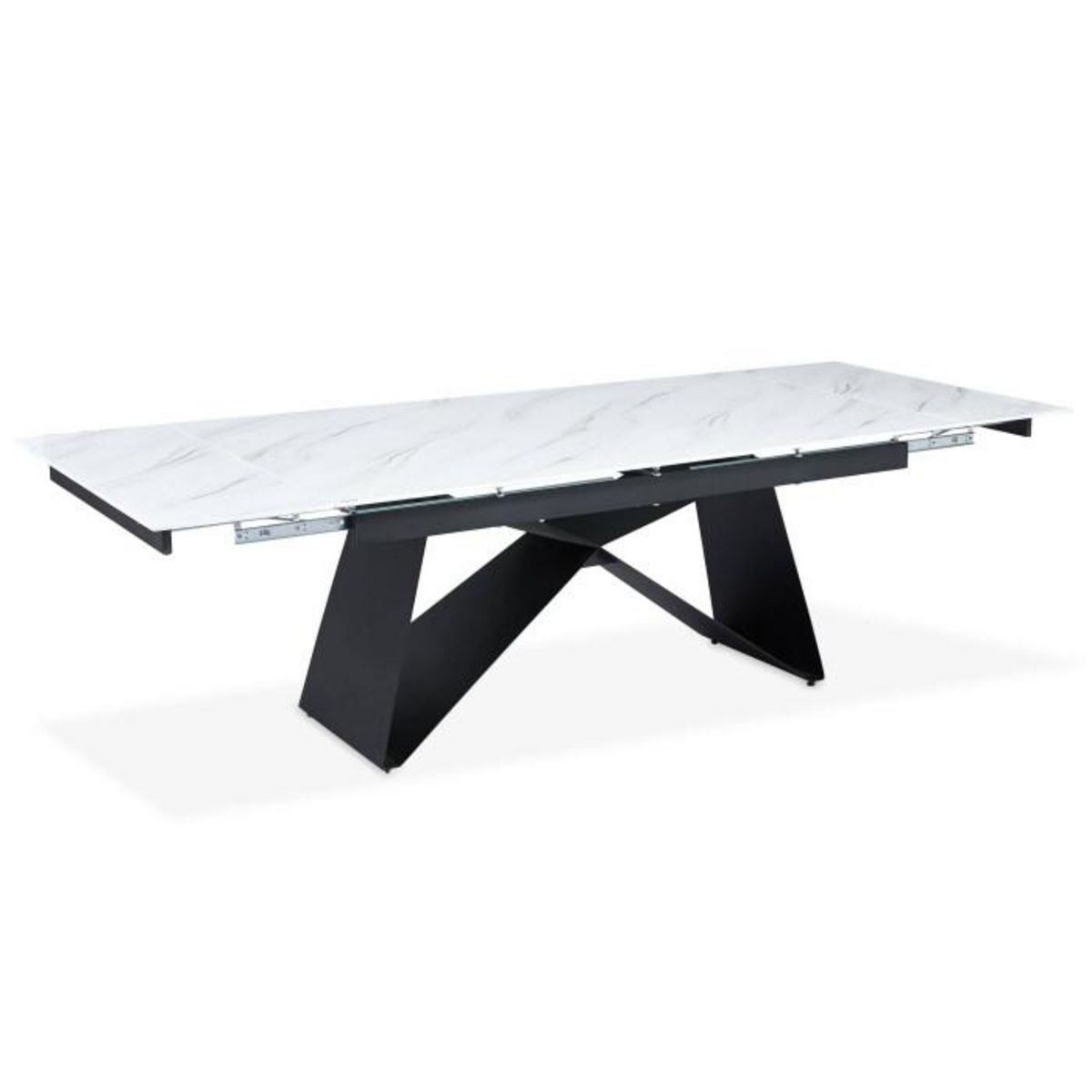 Paris Prix Table de Repas Extensible  Nayla  180-260cm Blanc & Noir