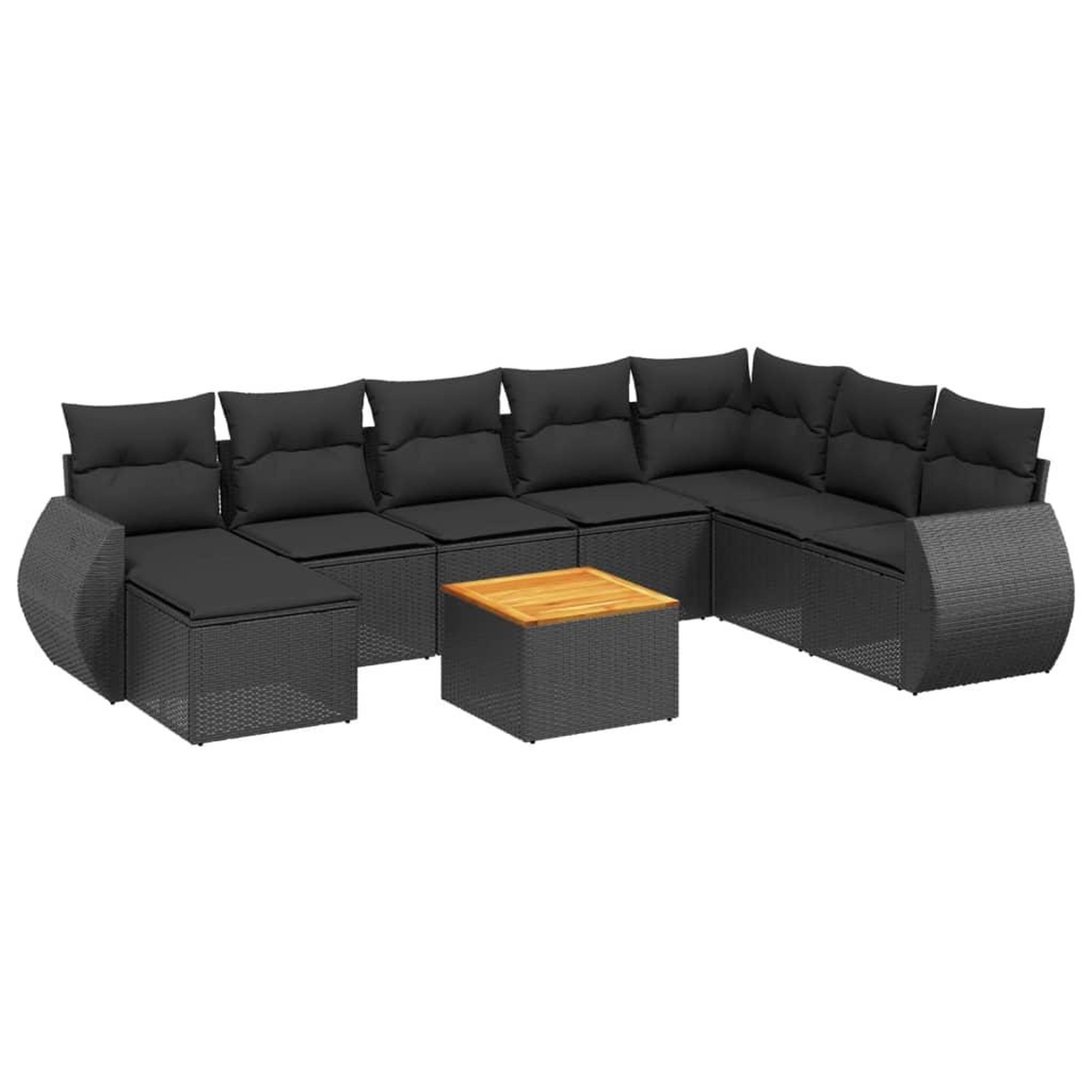 Voir la diapositive 2 : VIDAXL Salon de jardin 9 pcs avec coussins noir resine tressee