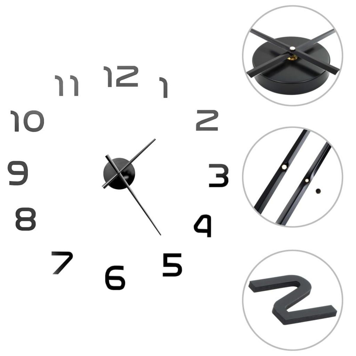 VIDAXL Horloge murale 3D Design moderne 100 cm XXL Noir
