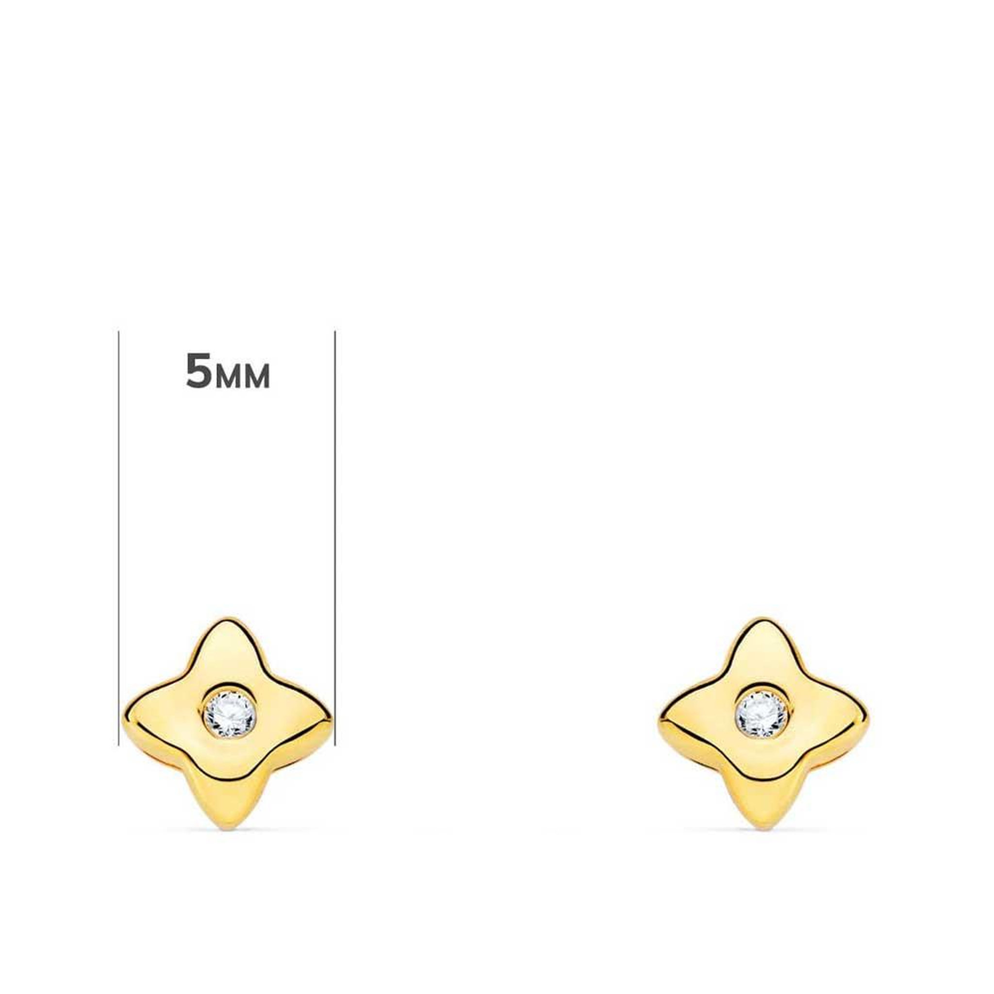 Voir la diapositive 2 : L'ATELIER D'AZUR Boucles d'Oreilles Etoiles Solitaires Diamants de Synthèse 0.03 Carats - Or 18 Carats 750 Jaune