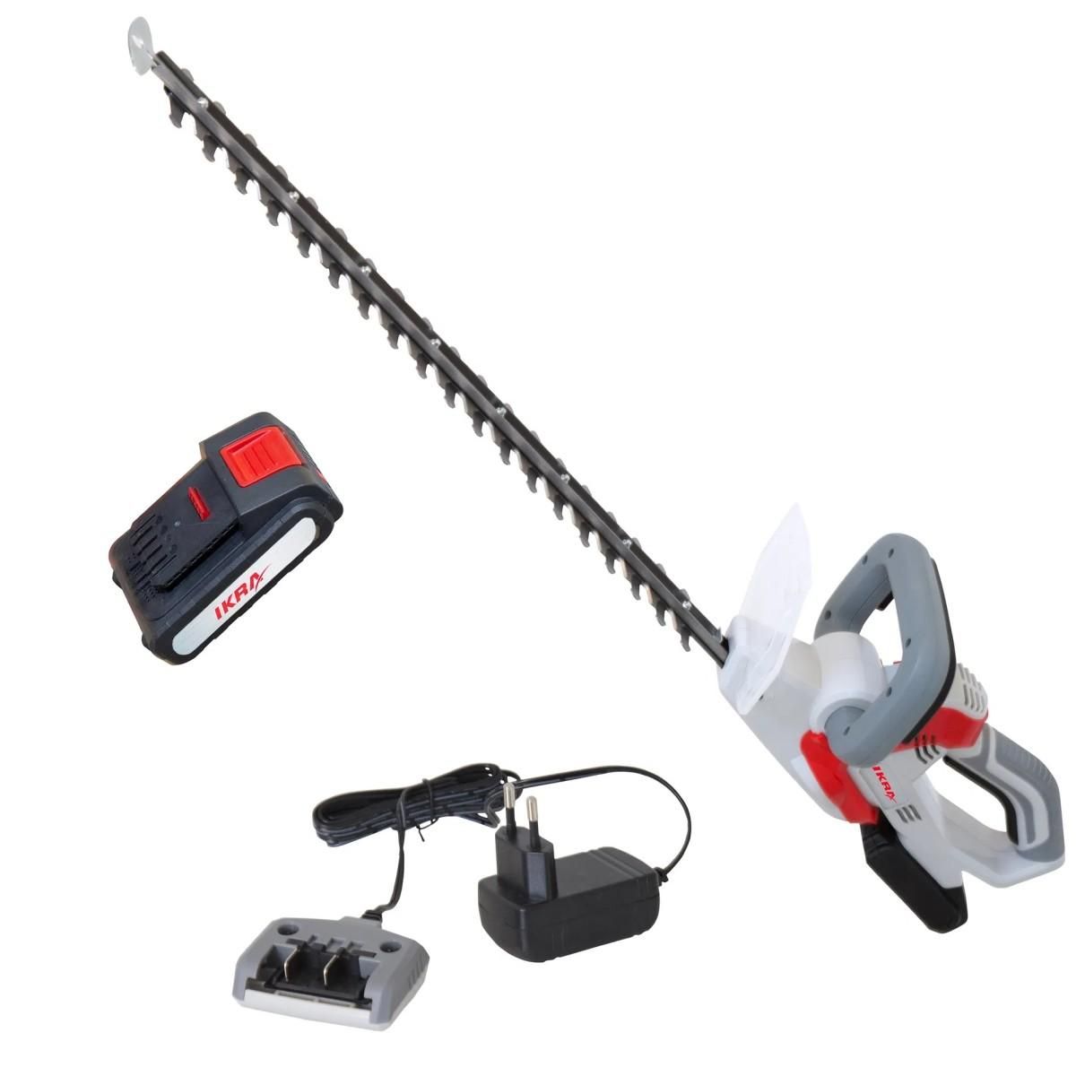Ikra Taille haie sans fil 20V - Lame de coupe 54 cm - Batterie Lithium 2.0Ah + Chargeur 20V - Très léger IKRA