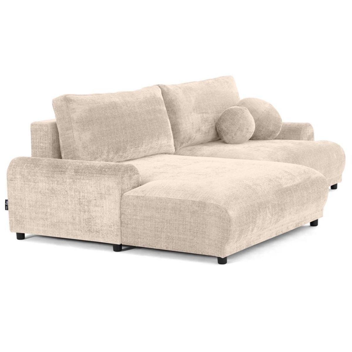 LISA DESIGN Nelly - canapé d'angle gauche 4 places convertible avec coffre en velours texturé